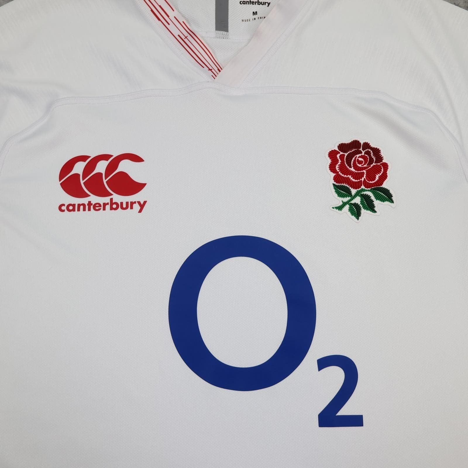 England Rugby Shirt Mens Medium White Rugby Union Canterbury O2 Vapodri Jersey photo 3