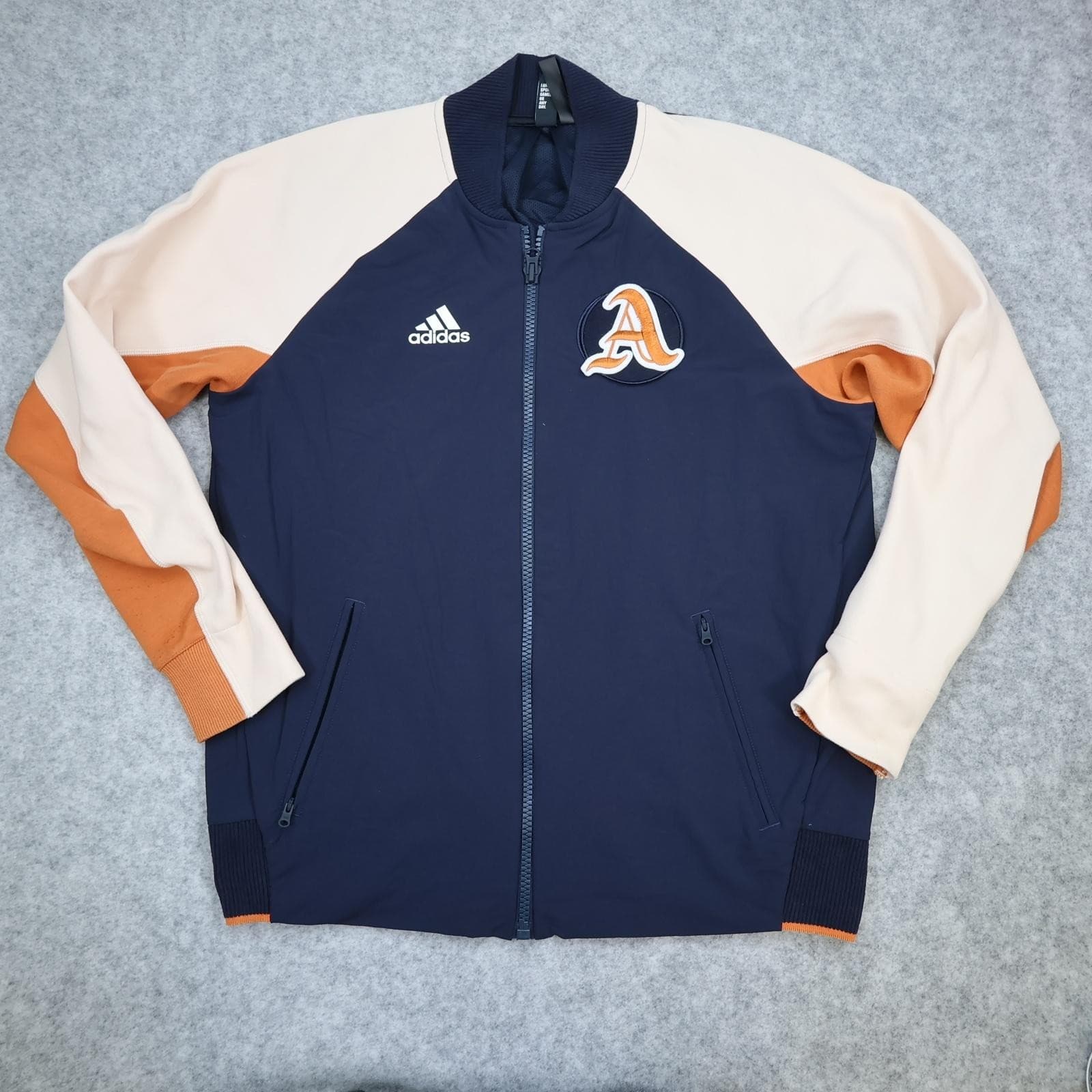 Adidas Jacket Mens Large Blue Colourblock Track Full Zip A Logo Lined DX8408