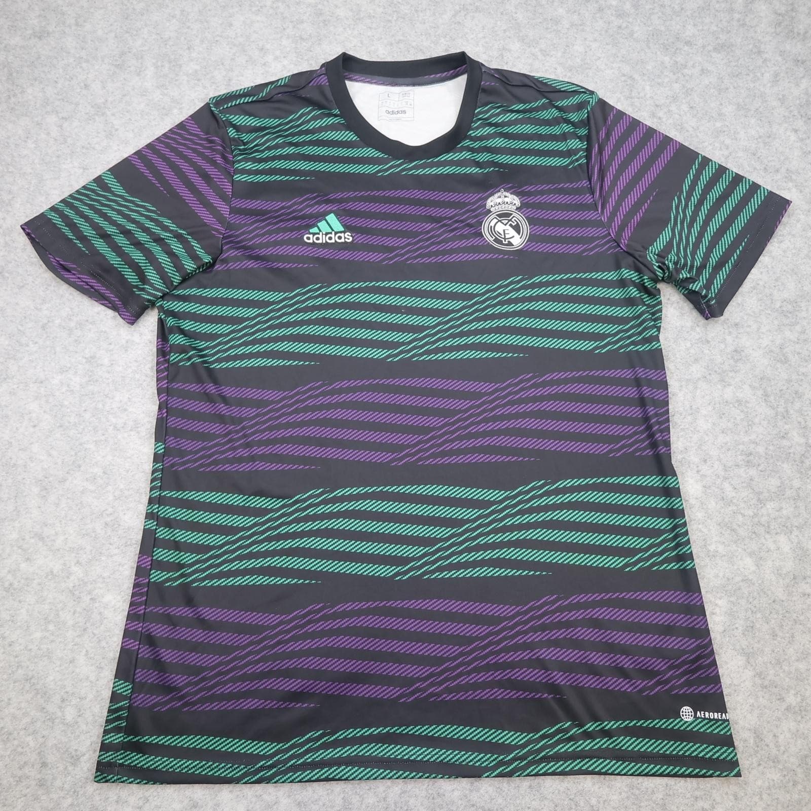 Real Madrid Training Shirt Mens Large Black 2022 2023 Football Adidas AEROREADY