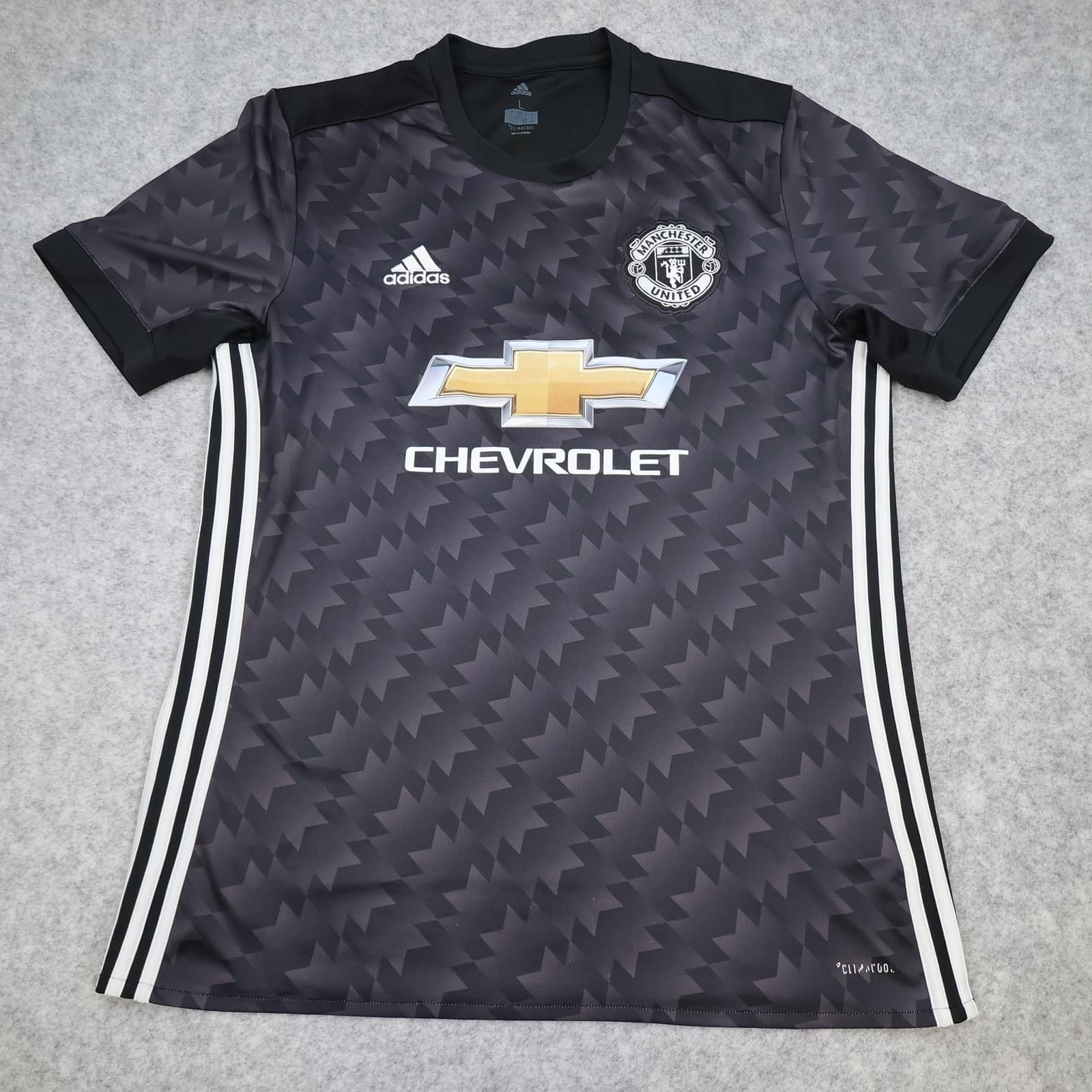 Manchester United Away Shirt Mens Large Black 2017 2018 Adidas Chevrolet Jersey