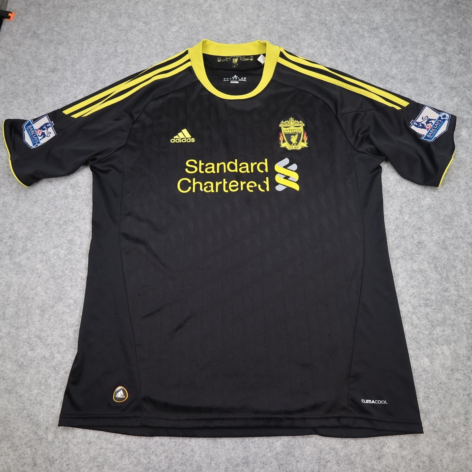 Liverpool Shirt Mens XL Black Away 2010 2011 Football Adidas Standard Chartered