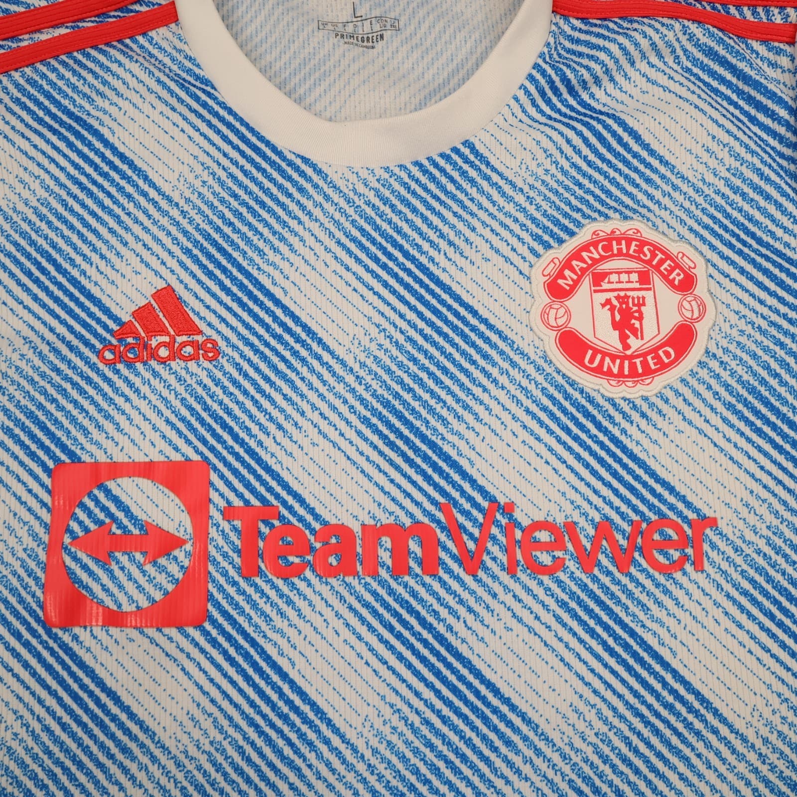 Manchester United Shirt Large Blue Away Kit 2021 2022 Adidas Football Jersey photo 3