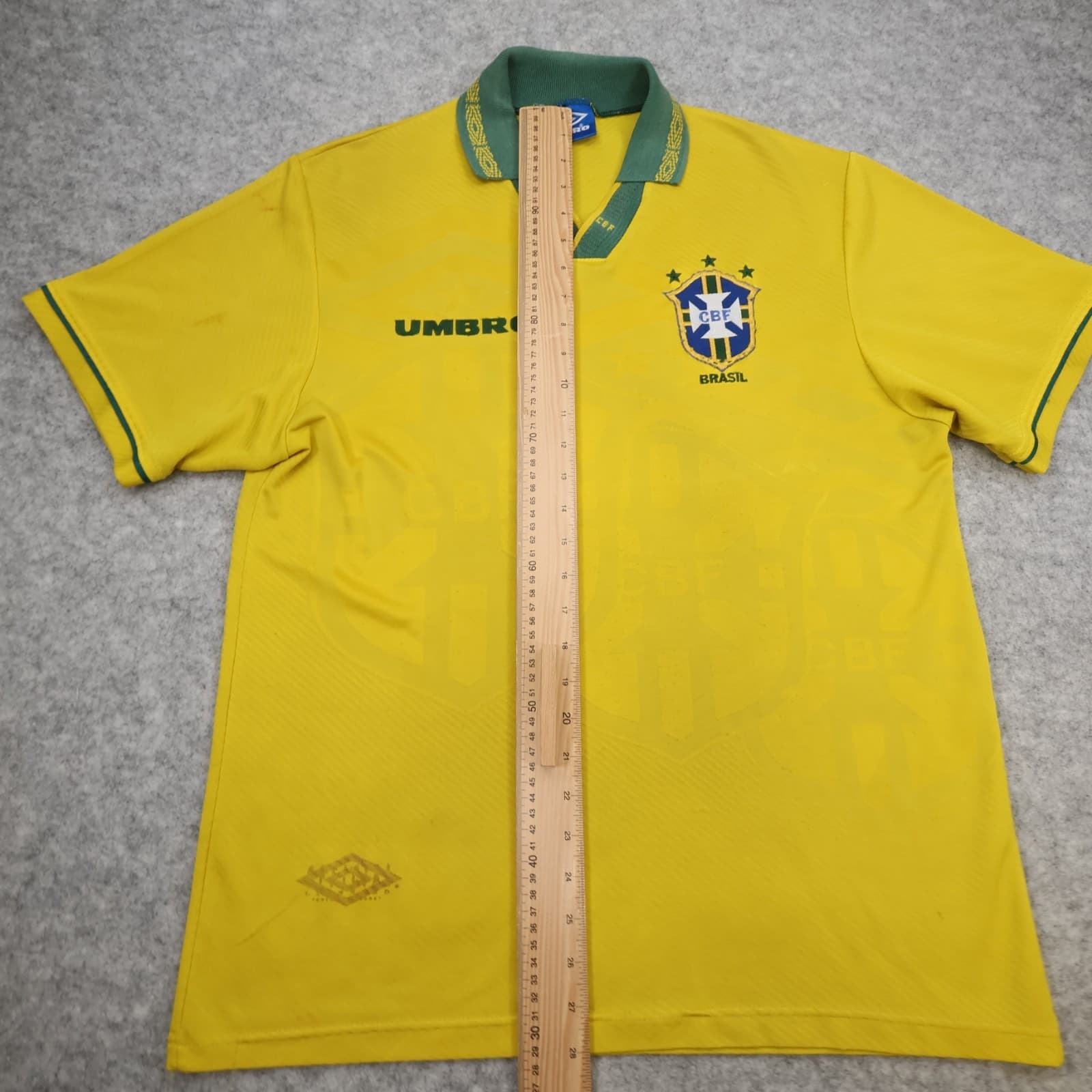 Vintage Brazil Football Shirt Large Yellow Home Kit 1993 1994 Soccer Jersey photo 10