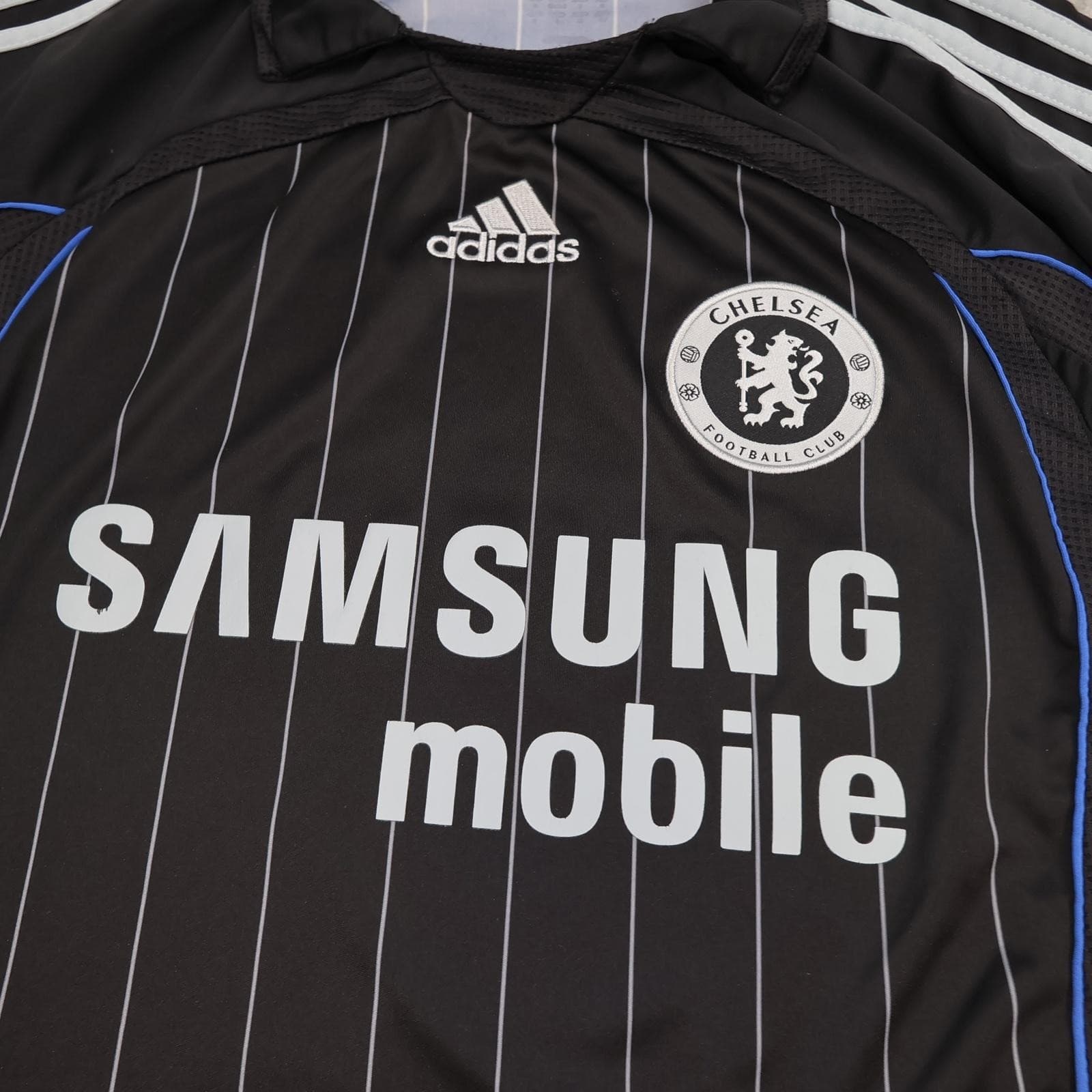 Chelsea Shirt Mens Small Black Third Kit 2006 2007 Adidas Essien 5 Soccer Jersey photo 3