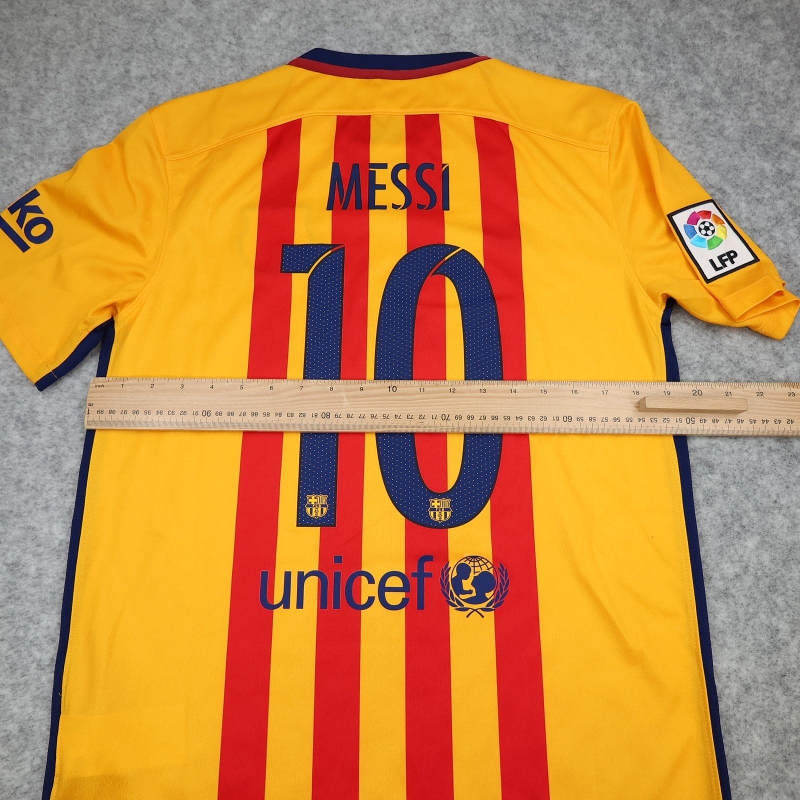 Barcelona Shirt Mens Medium Yellow Away 2015 2016 Football Nike Messi 10 photo 10