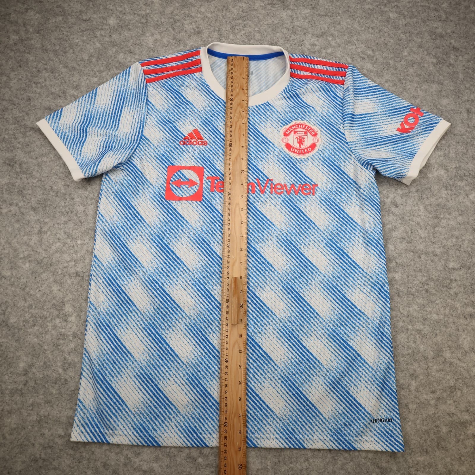 Manchester United Shirt Large Blue Away Kit 2021 2022 Adidas Football Jersey photo 12