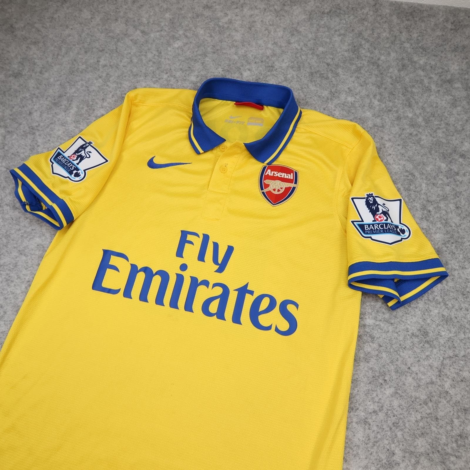 Arsenal Away Shirt Mens Small Yellow 2013 2014 EPL Nike Soccer Jersey Giroud 12 photo 6