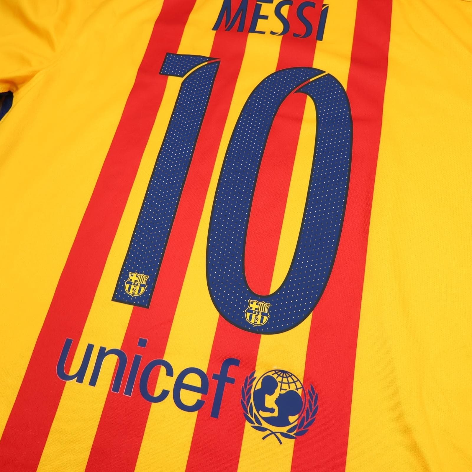 Barcelona Shirt Mens Medium Yellow Away 2015 2016 Football Nike Messi 10 photo 8