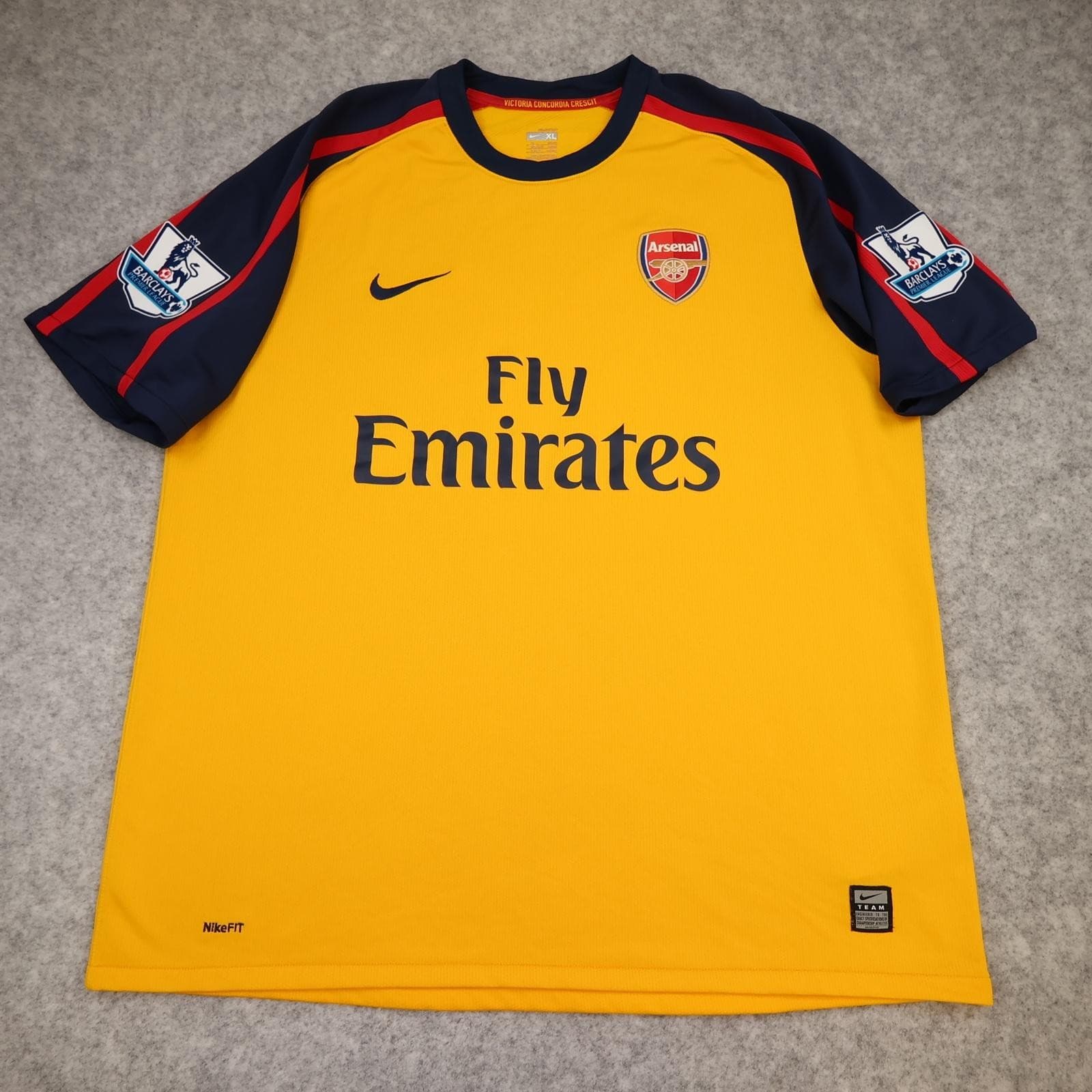 Arsenal Away Shirt Mens XL Yellow Nike 2008 2009 Bendtner Football Soccer Jersey photo 2