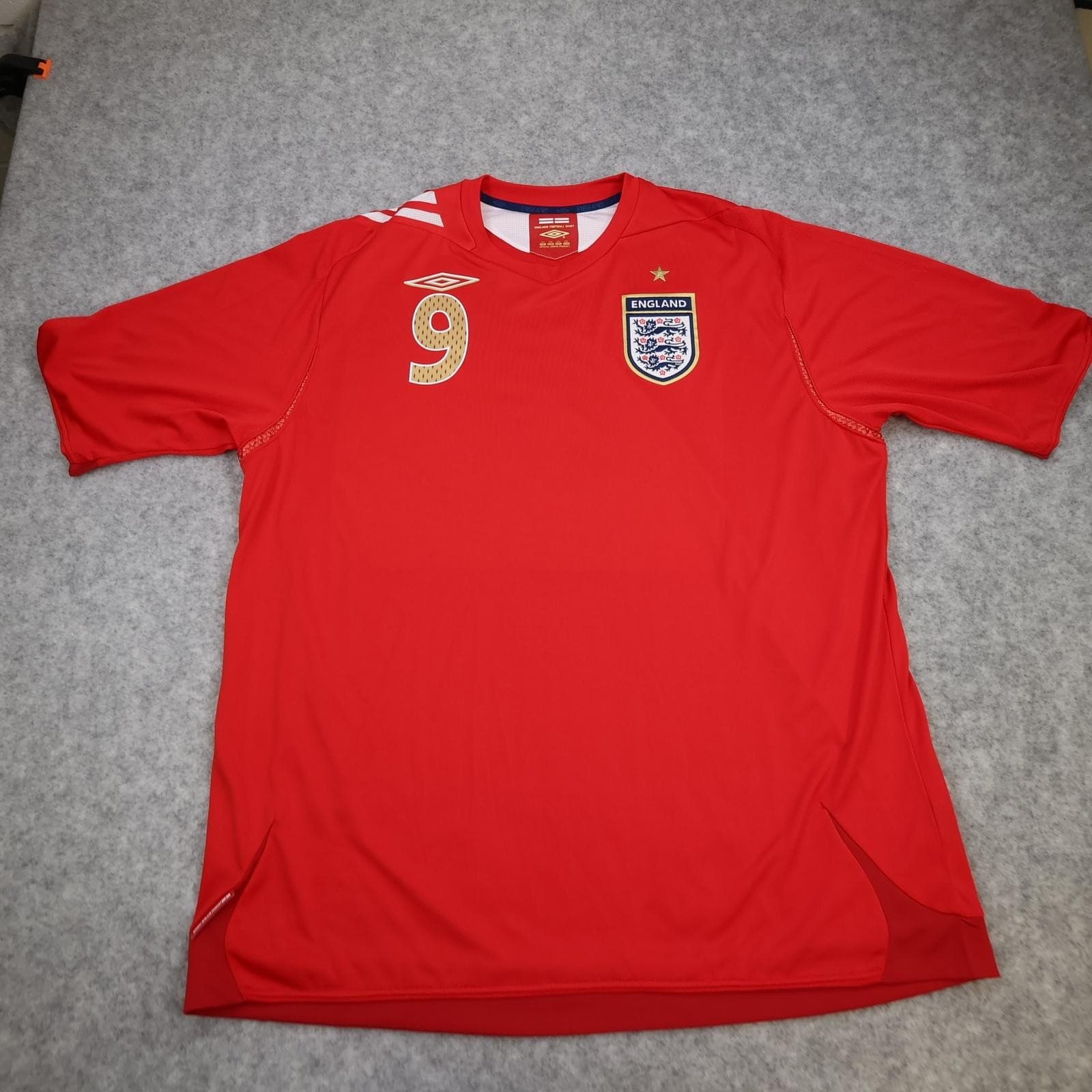 England Away Shirt Mens 2XL Red 2006 2008 Football Umbro Rooney 9 Jersey photo 2