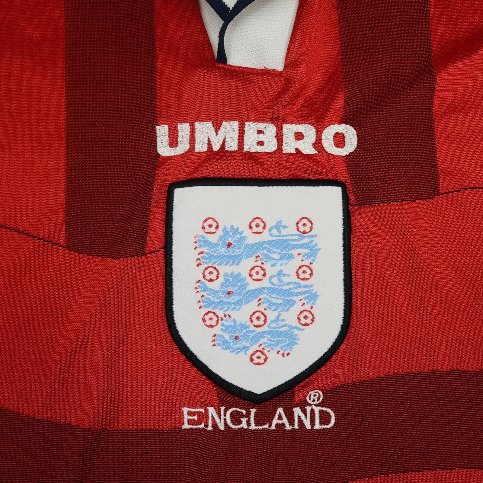 Vintage England Away Shirt Mens 2XL Red 1997 1999 Football Umbro Jersey photo 3