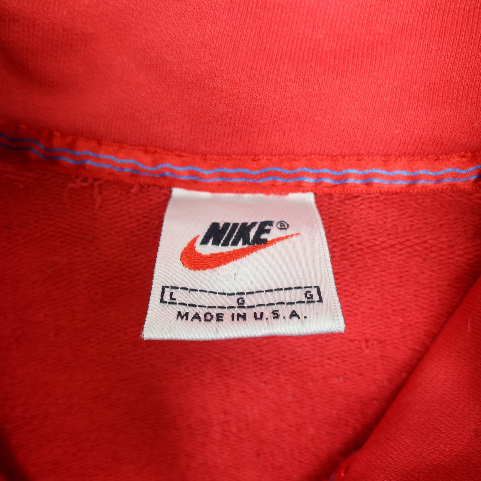 Vintage South Korea Jumper Large Nike Red Drill Top Pullover 1998 2000 1/4 Zip photo 7