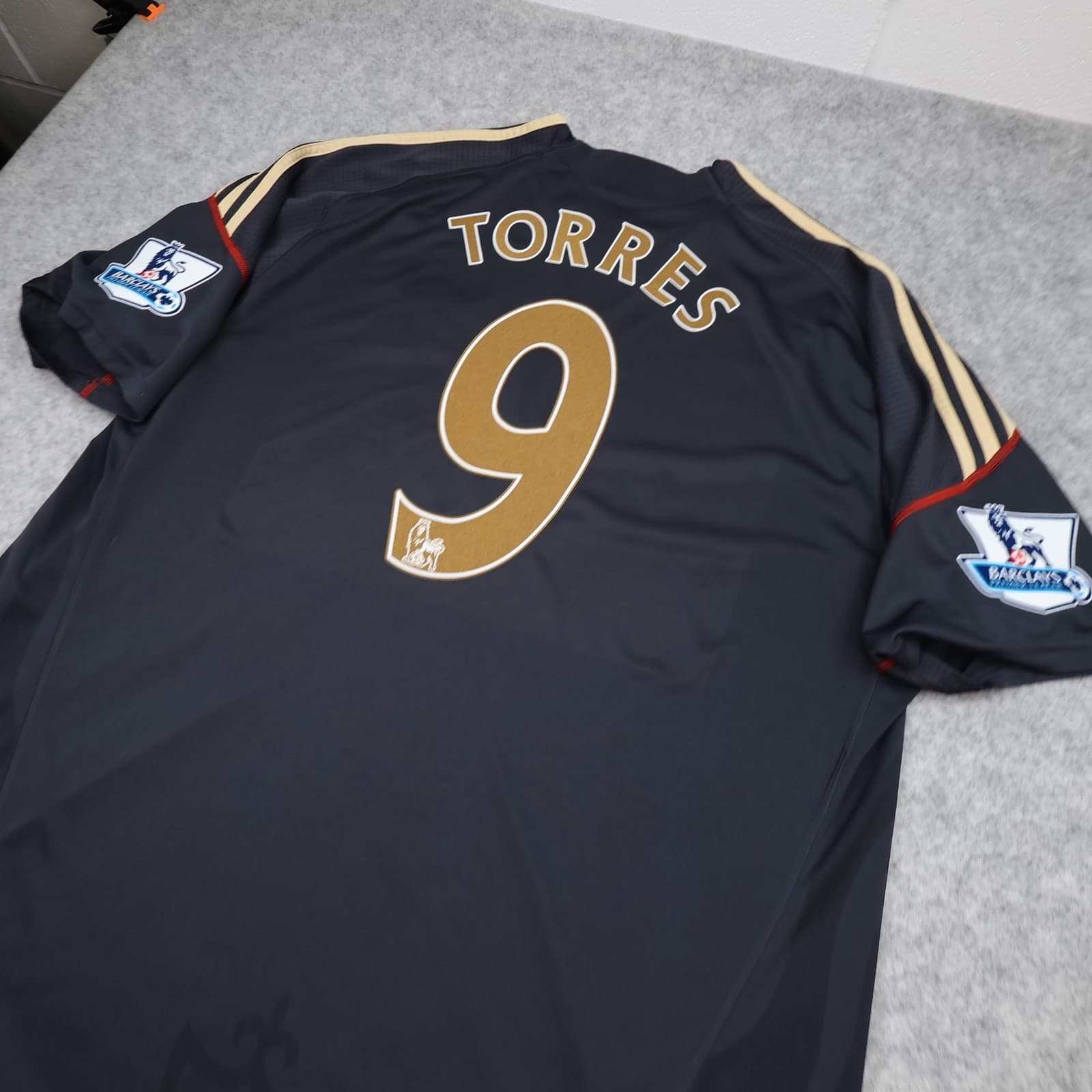 Liverpool Shirt Mens 3XL Black 2009 2010 Football Adidas Torres 9 Soccer Jersey photo 9