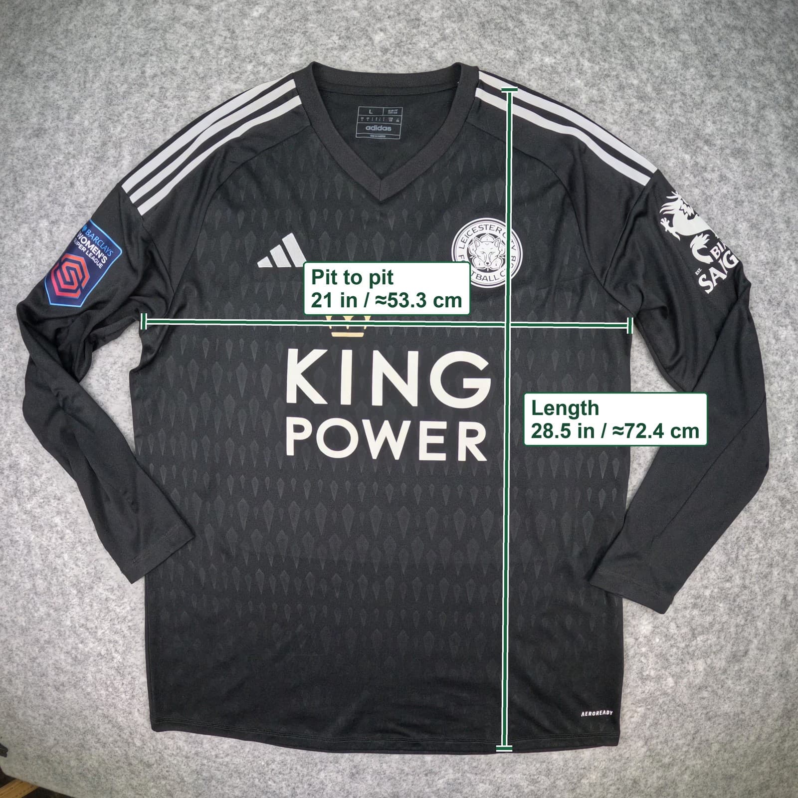 Leicester City Football Shirt Adult Large Black adidas LEITZIG 1 Long Sleeve photo 3