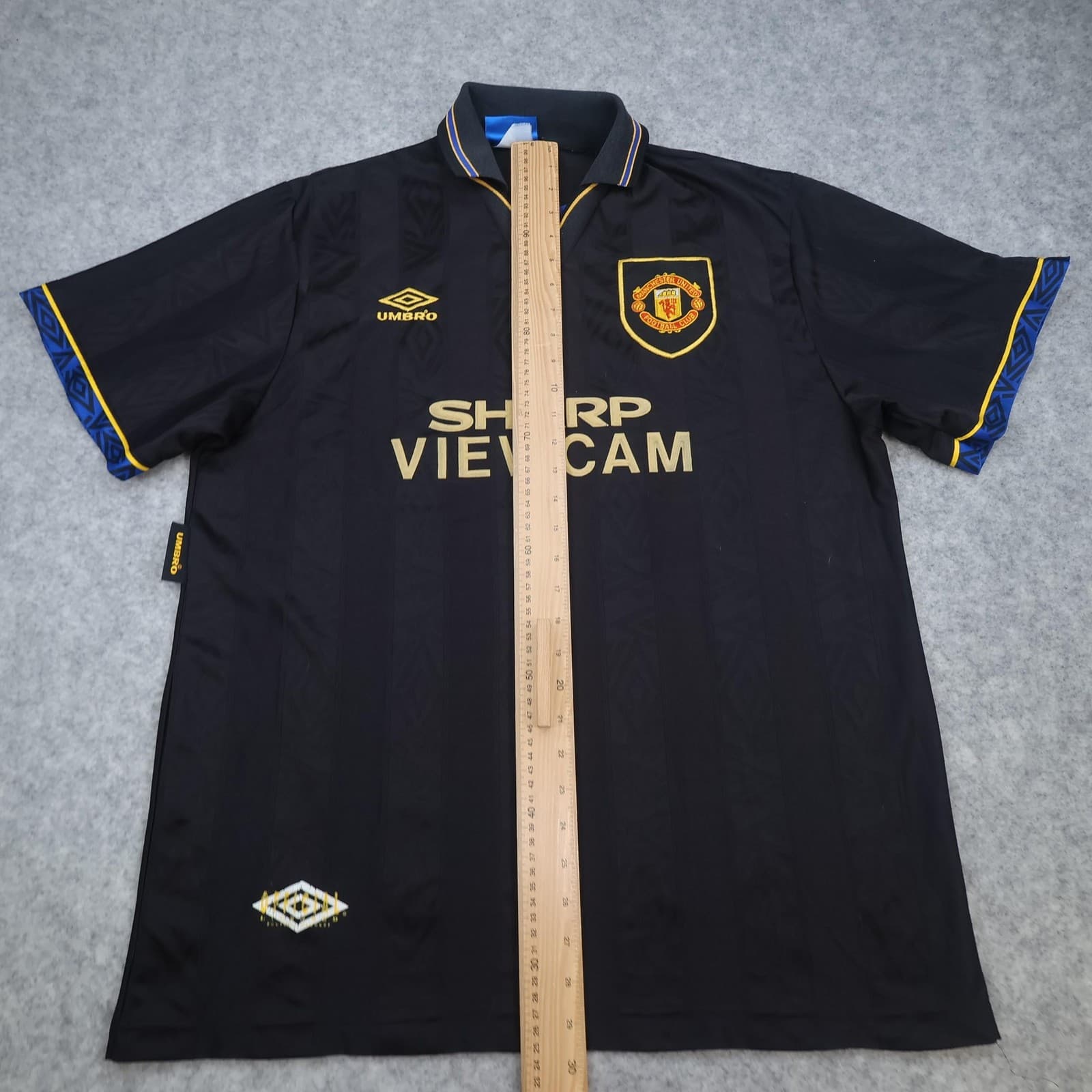 Vintage Manchester United Shirt Mens XL Black Away 1993 1995 Sharp Jersey photo 12