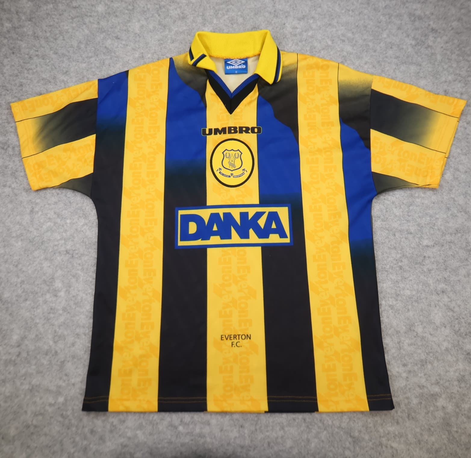 Vintage Everton Shirt Medium Yellow Away Kit 1996 1998 Away Soccer Jersey Danka