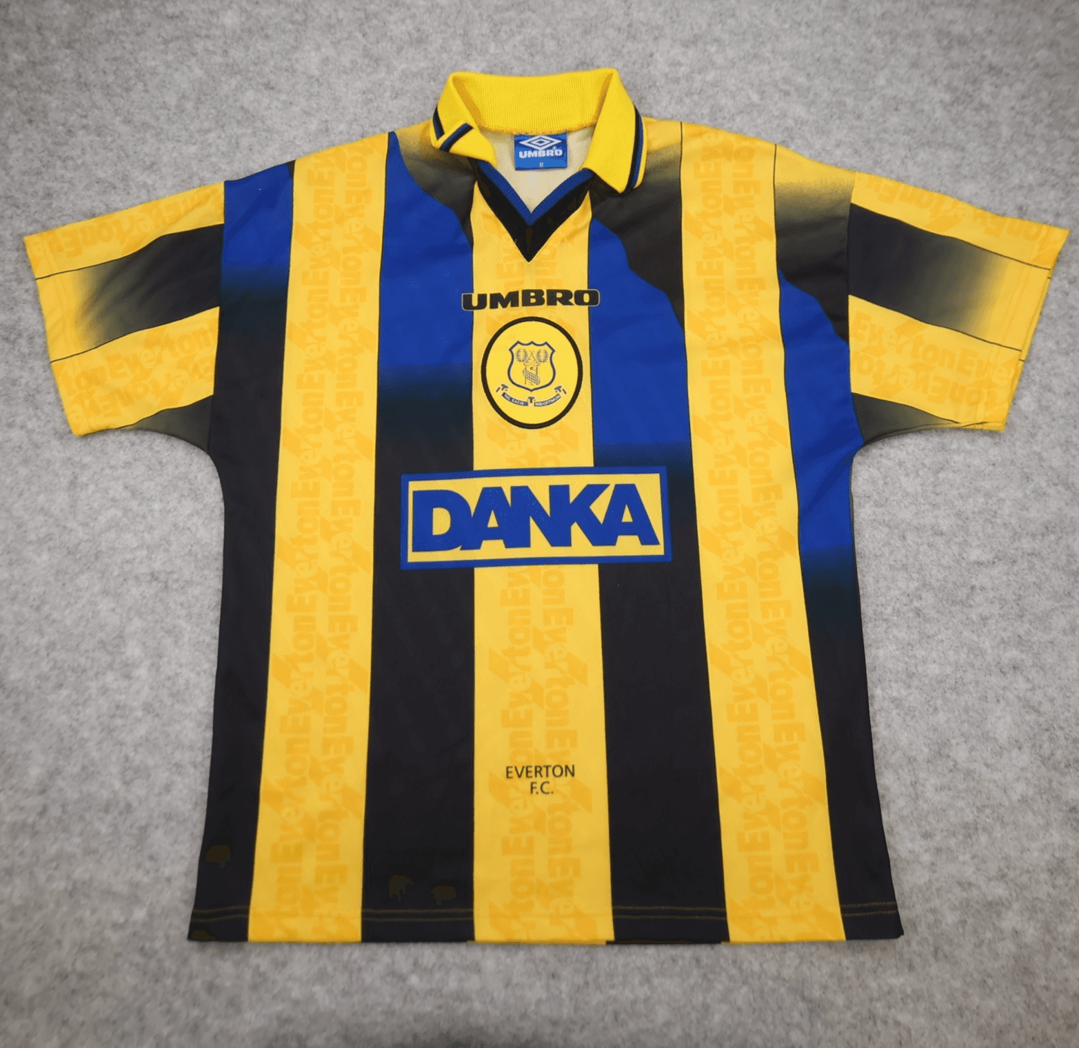 Vintage Everton Shirt Medium Yellow Away Kit 1996 1998 Away Soccer Jersey Danka