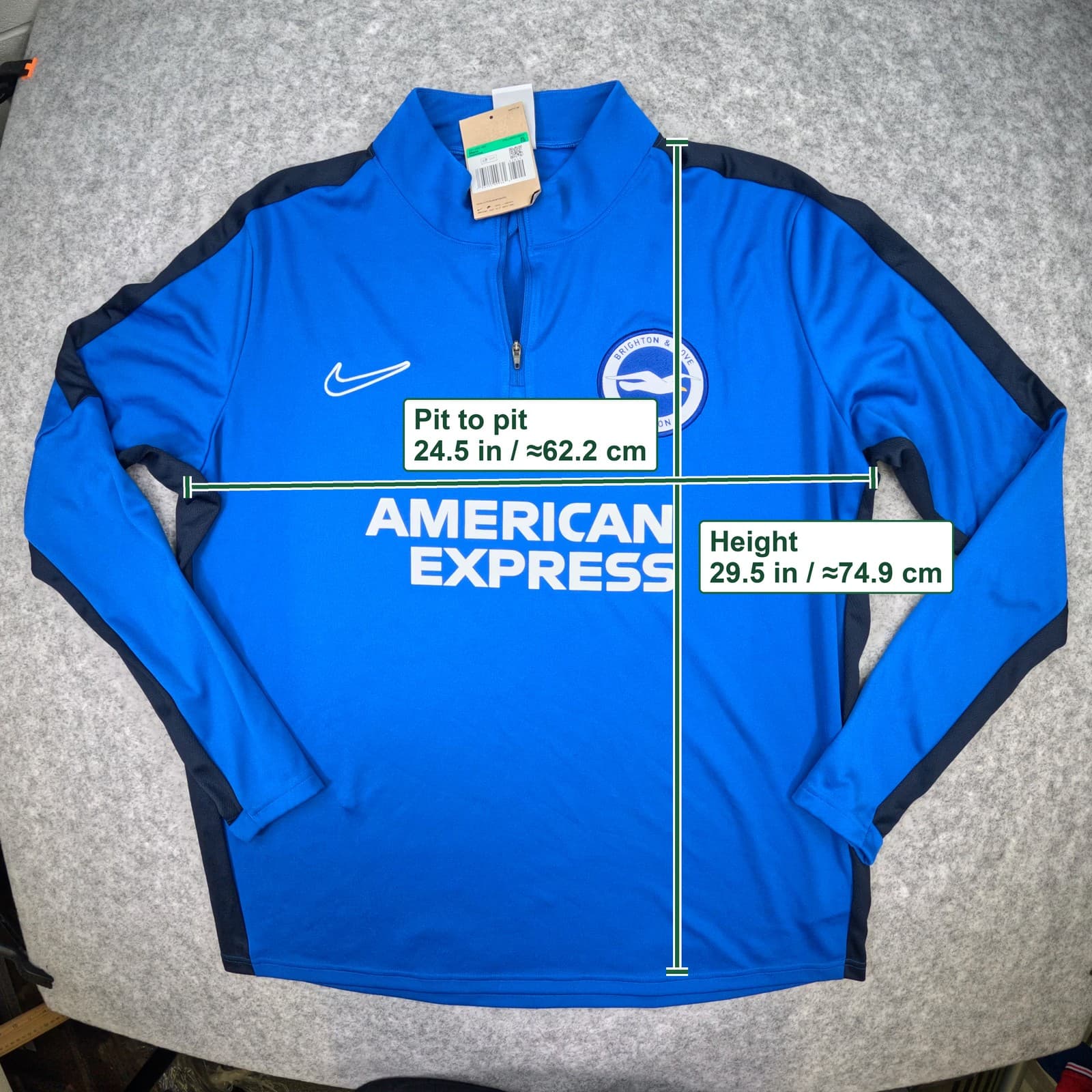 Brighton and Hove Albion Training Top Extra Large Blue Nike 1 4 Zip DR1352-463 photo 4
