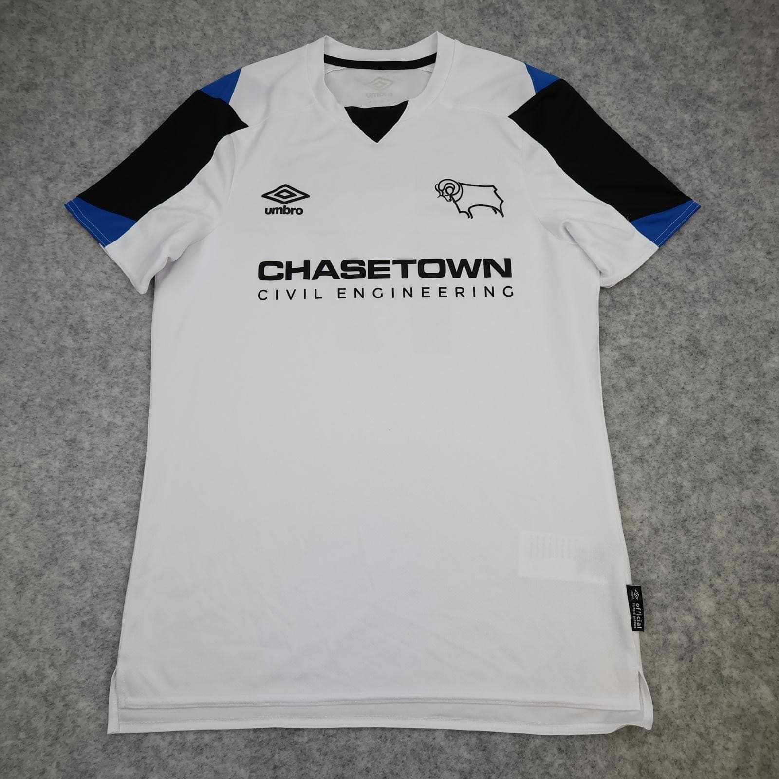 Derby County Shirt Mens Medium White Home 2018 2019 EPL Football Umbro 17