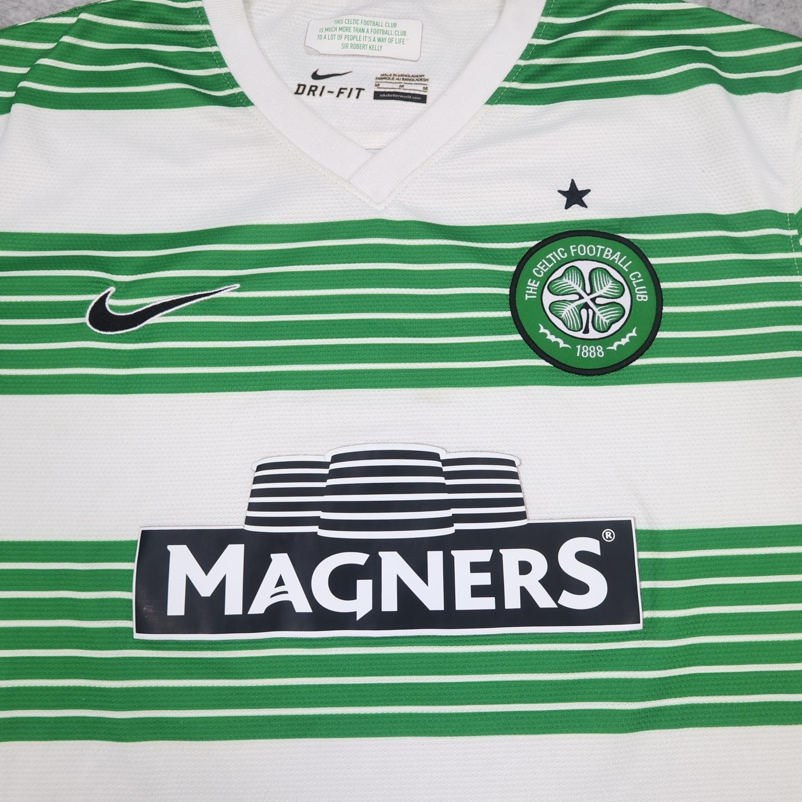 Celtic Shirt Mens Medium Green White Home 2013 2015 Football Nike Magners photo 3