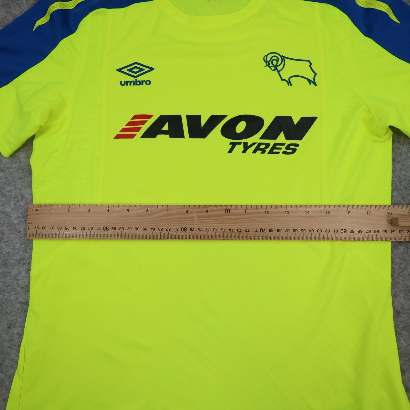 Derby County Shirt Mens Small Yellow Away Football Umbro 2017 2018 Jersey photo 9