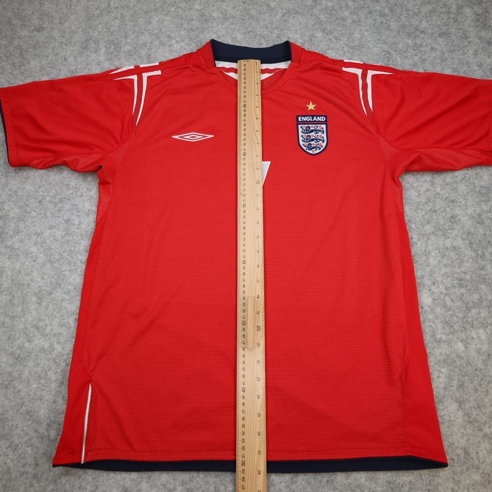 Vintage England Away Shirt Mens XL Red 2004 2006 Football Umbro Beckham Jersey photo 15