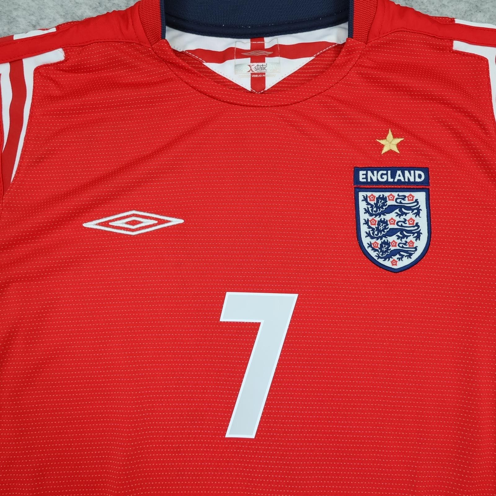 Vintage England Shirt Mens Medium Red Away 2004 2005 Soccer Umbro Beckham 7 photo 6