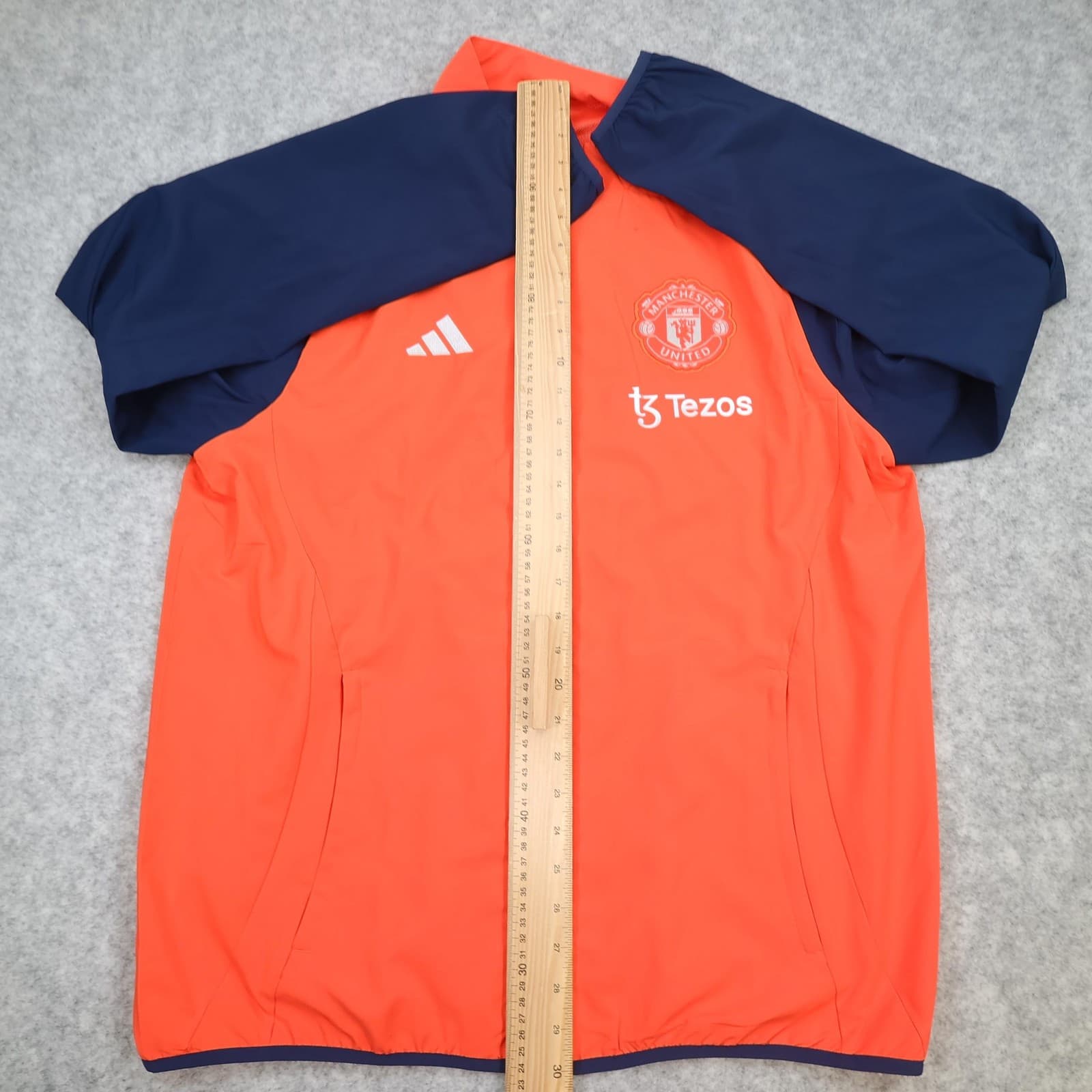 Manchester United Jacket Mens Large Orange Navy Football Adidas Tezos Training photo 10