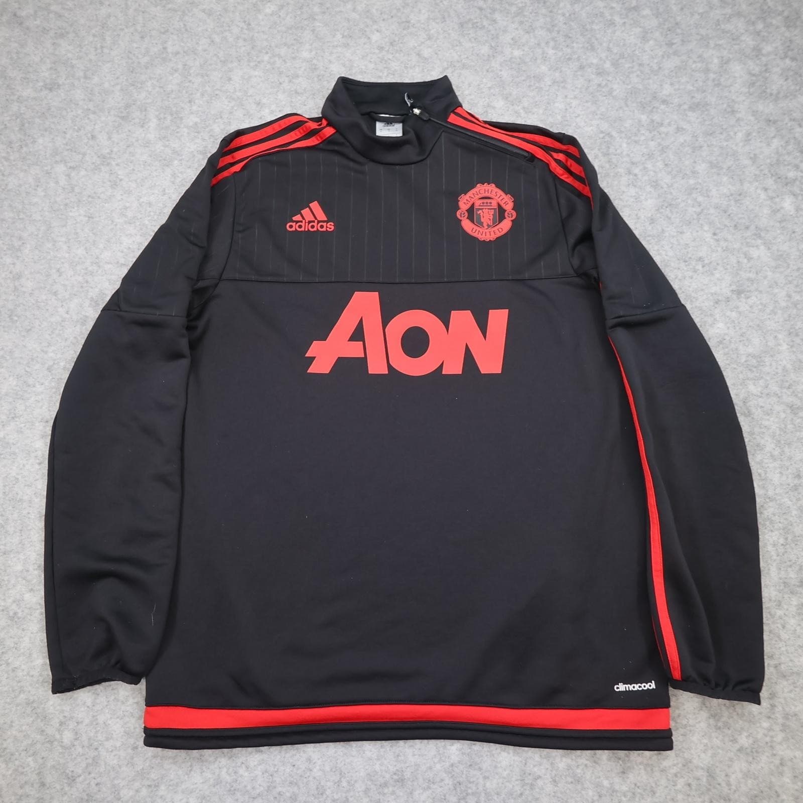 Manchester United Training Top Mens Medium Black Football Adidas Aon 2015 2016