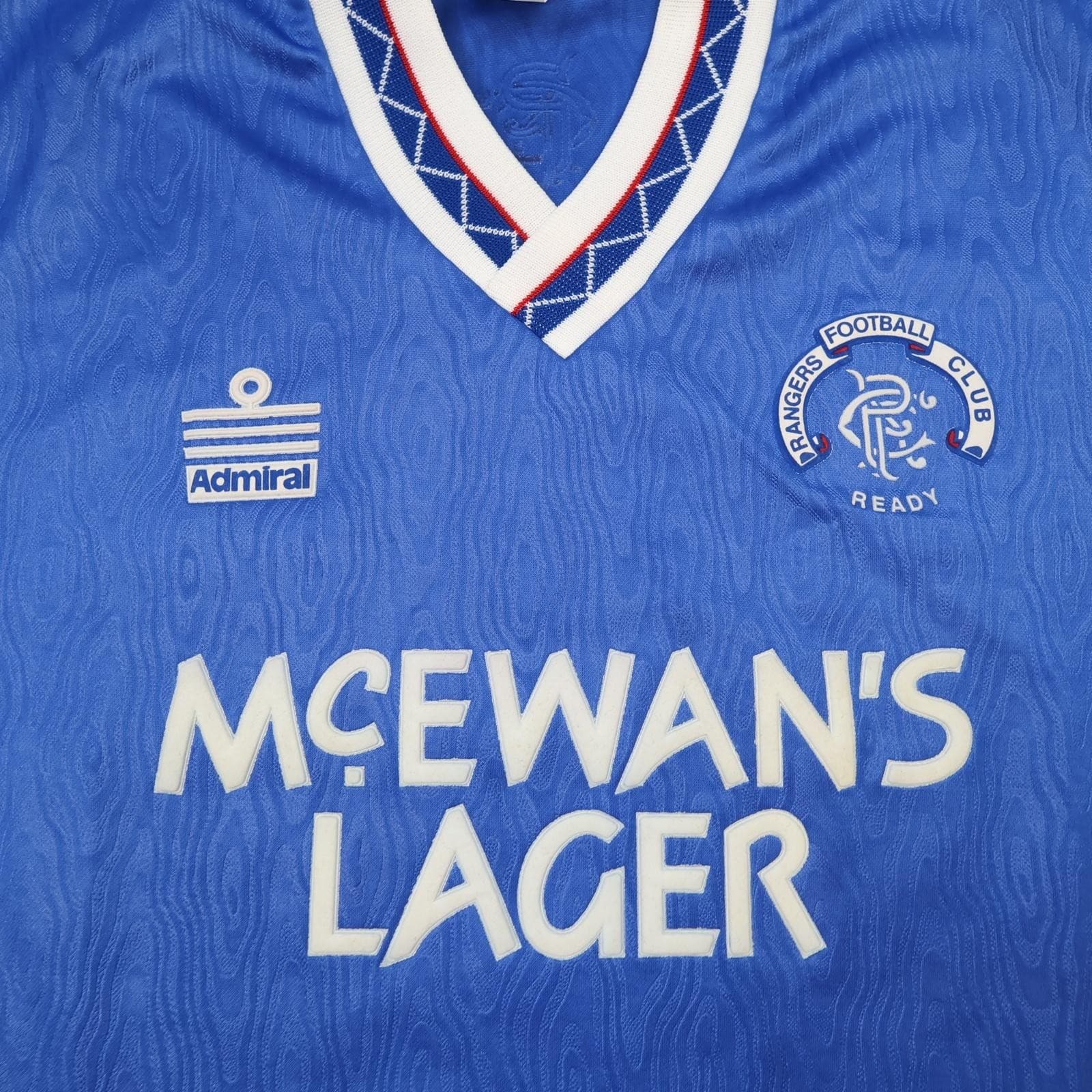 Vintage Rangers Shirt Mens Medium Blue Home 1990 1992 Admiral McEwan's Lager photo 3