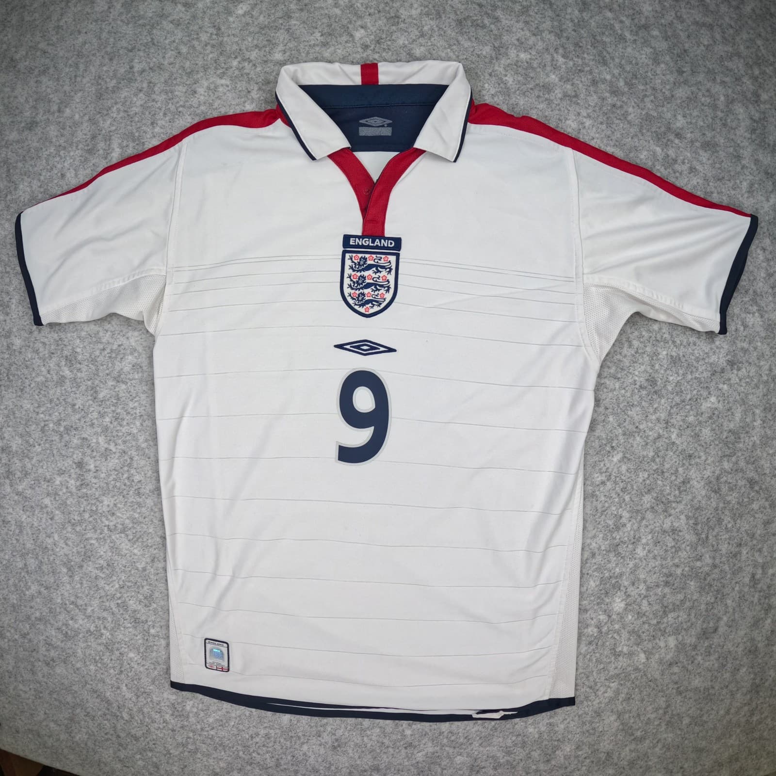 England Football Shirt Small White Home 2003 2005 Umbro ROONEY 9 Soccer Jersey photo 2