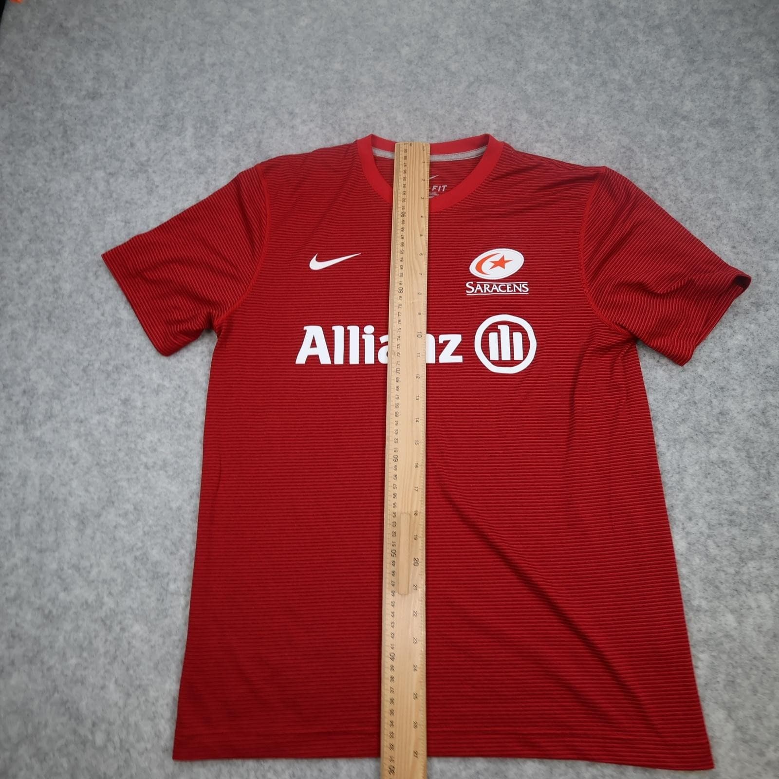 Saracens Rugby Shirt Mens Medium Red Rugby Union Nike Dri Fit Allianz Jersey photo 11