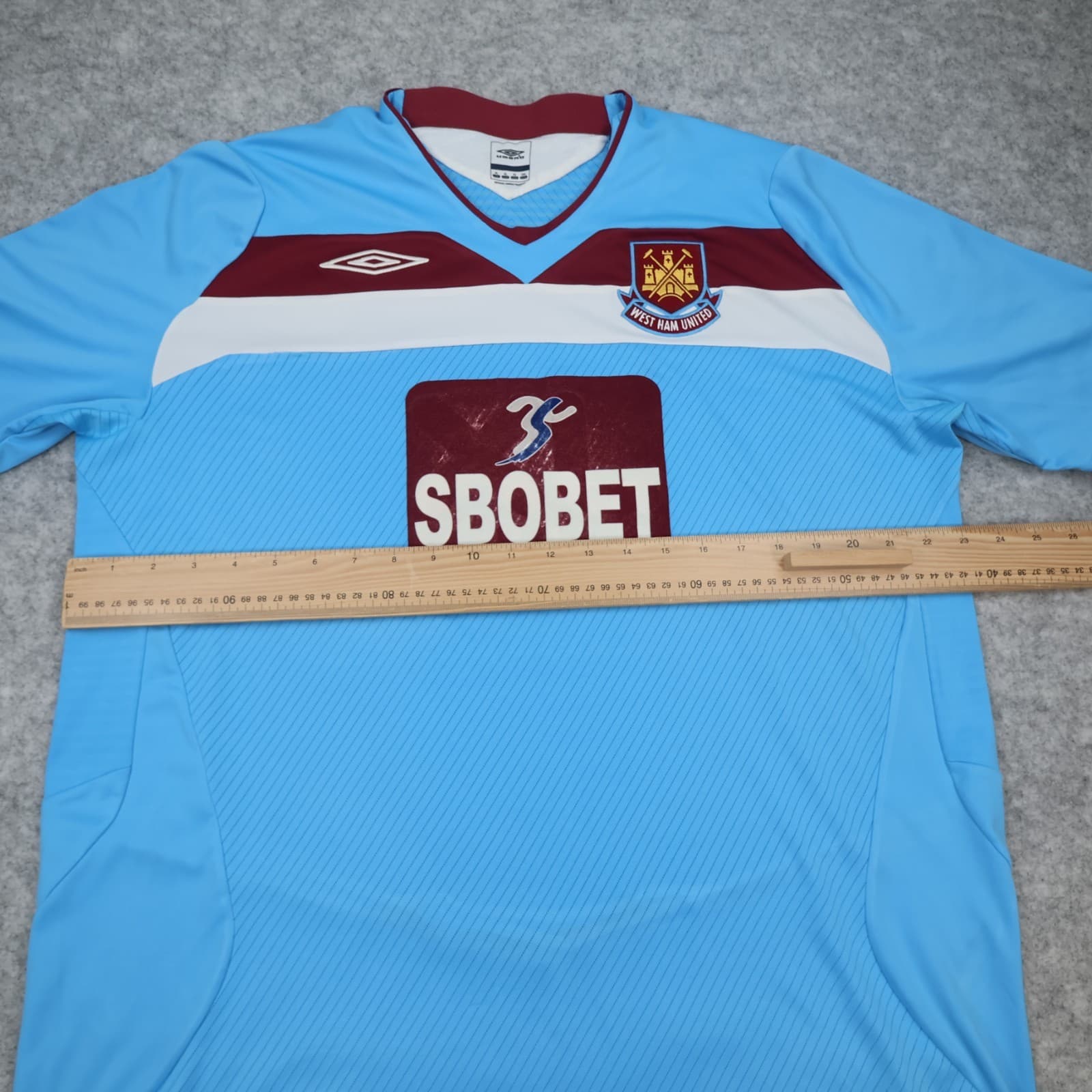 West Ham Shirt Extra Large Blue 2008 2009 Umbro Away Shirt Soccer Jersey photo 12