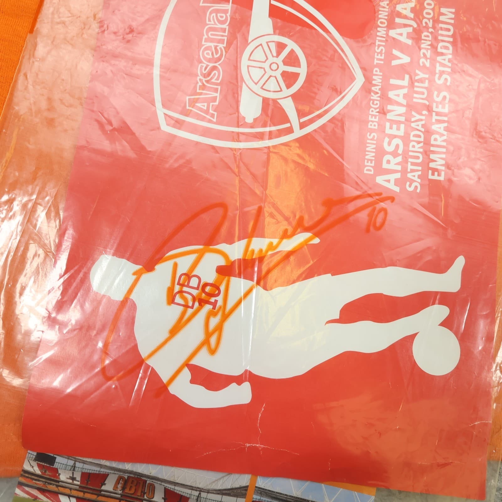 Vintage Arsenal Shirt Extra Large Orange Testimonial 2006 Bergkamp Jersey XL photo 6