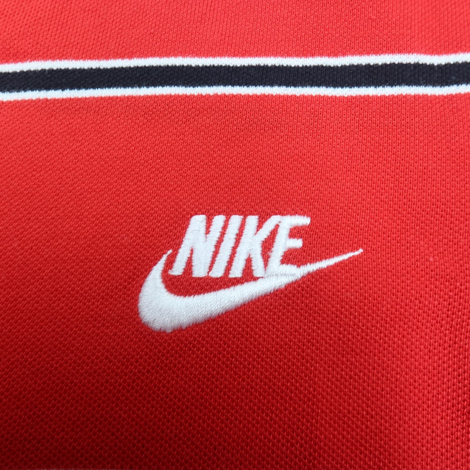 Manchester United Shirt Medium Red Polo Top Nike 1/4 Zip Striped MUFC photo 6