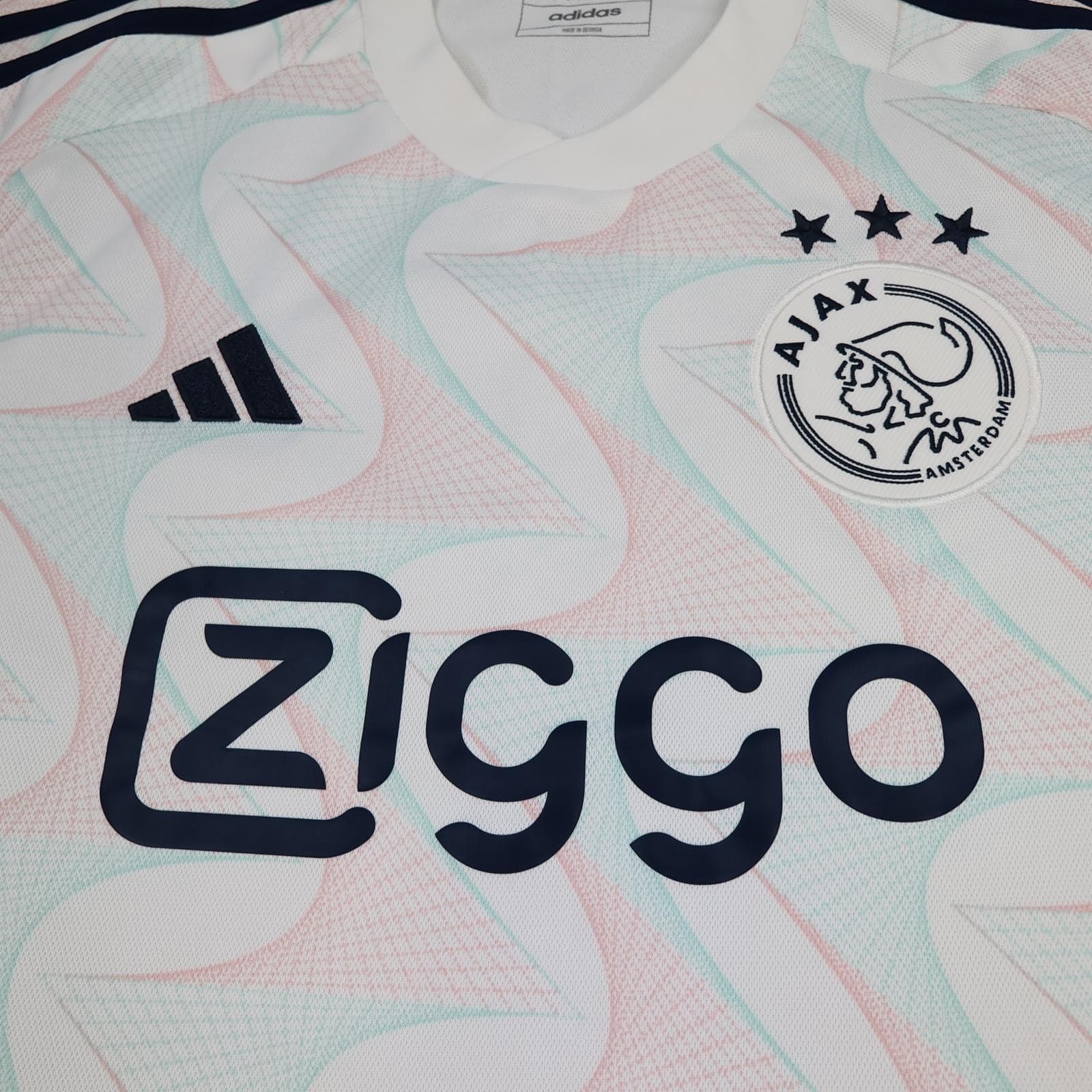 Ajax Shirt Mens Large White Away 2023 2024 Football Adidas Ziggo Soccer Jersey photo 3