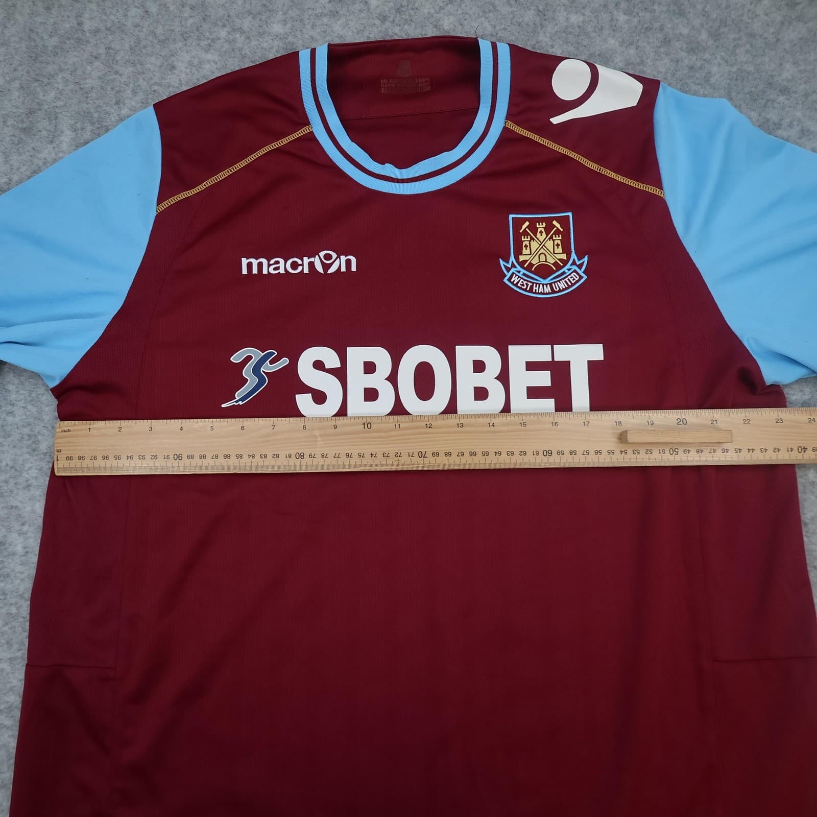 West Ham United Shirt Mens 2XL Red Home Football Macron SBOBET Soccer Jersey photo 9