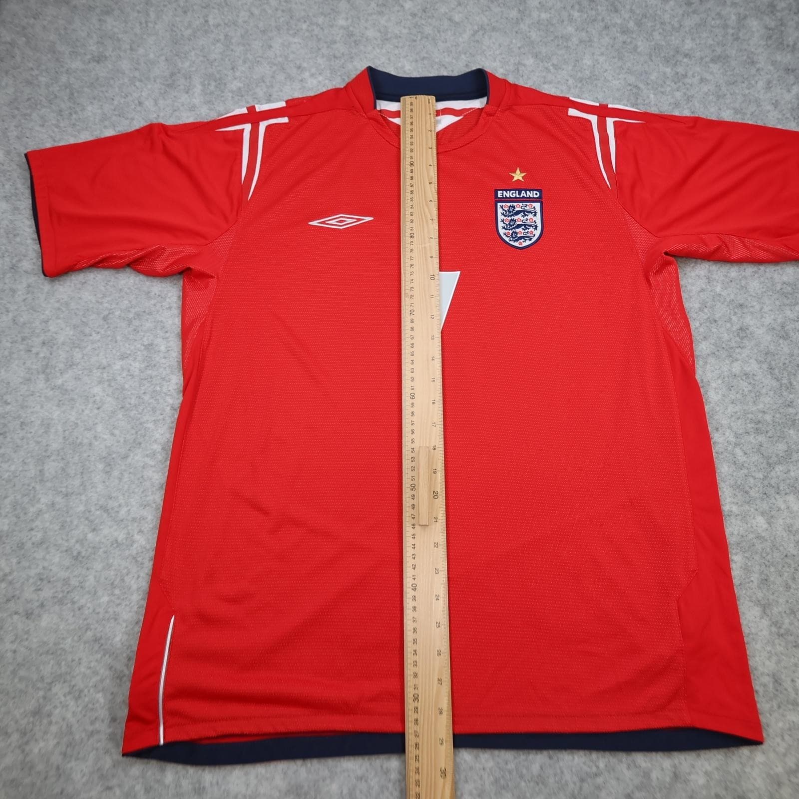 Vintage England Away Shirt Mens XL Red 2004 2006 Football Umbro Beckham 7 Jersey photo 16