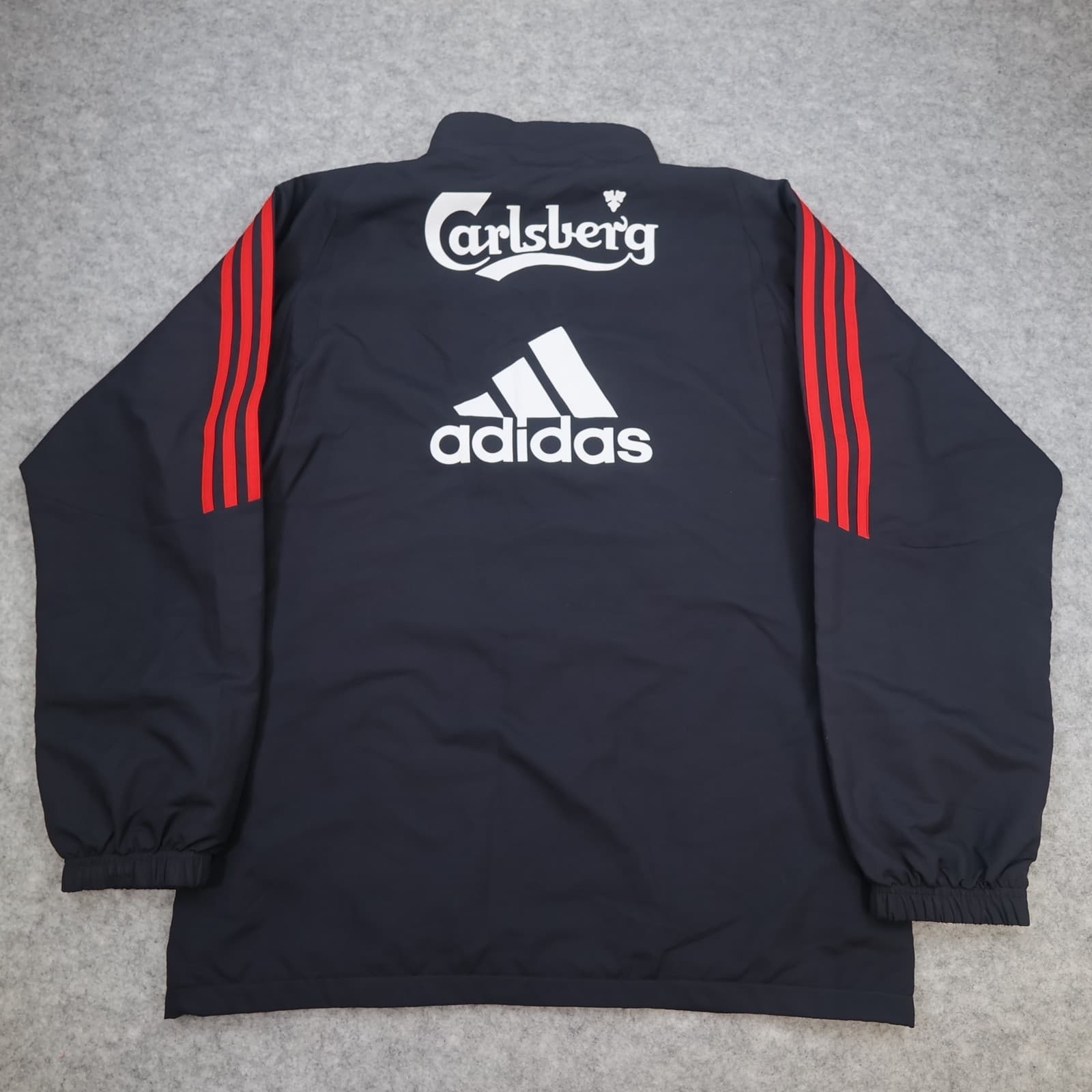 Liverpool Tracksuit Top Large Black Adidas Track 2009 2010 1/4 Zip Jacket 38/40 photo 2
