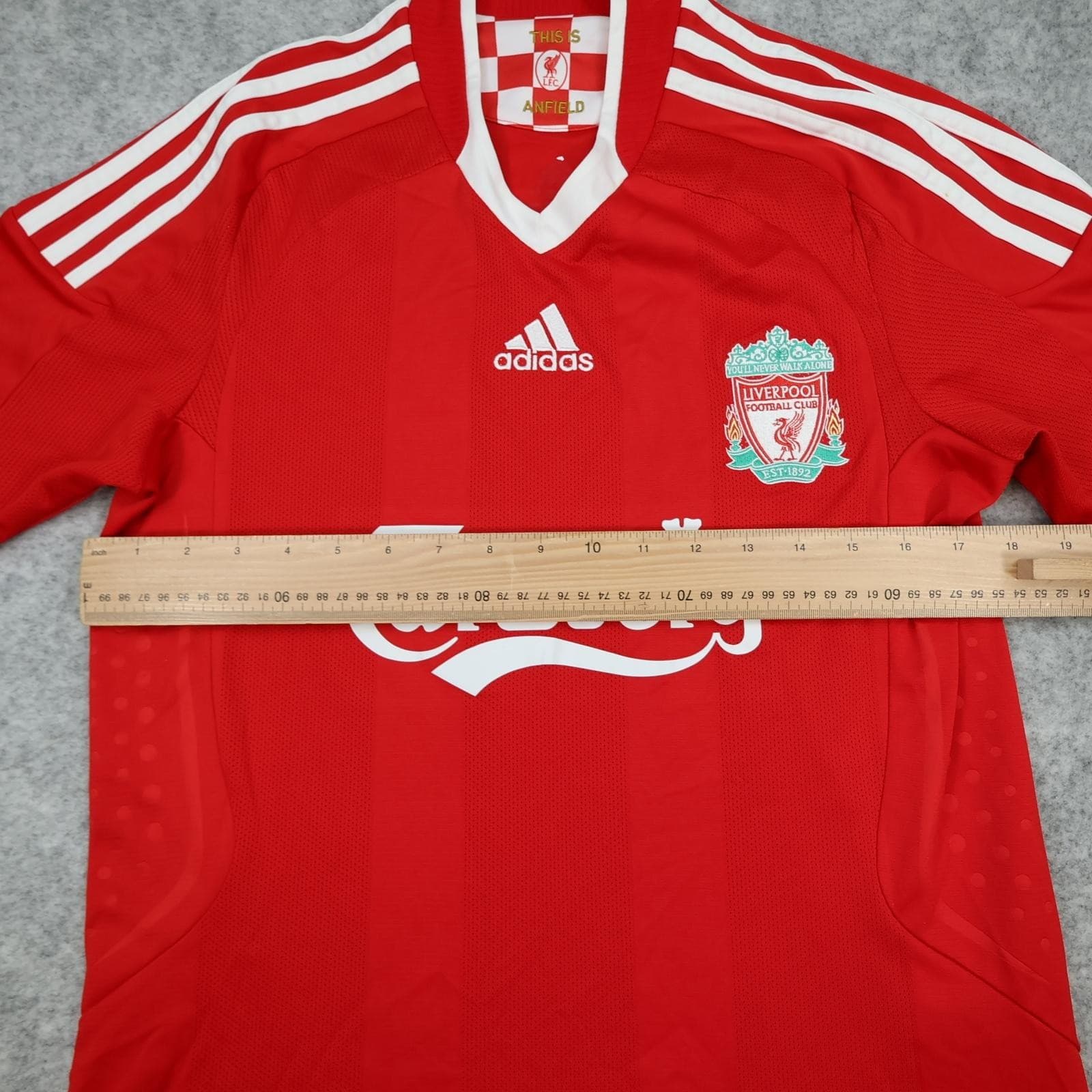 Liverpool Shirt Mens Medium Red Home 2008 2010 Football Adidas Agger 5 Jersey photo 14
