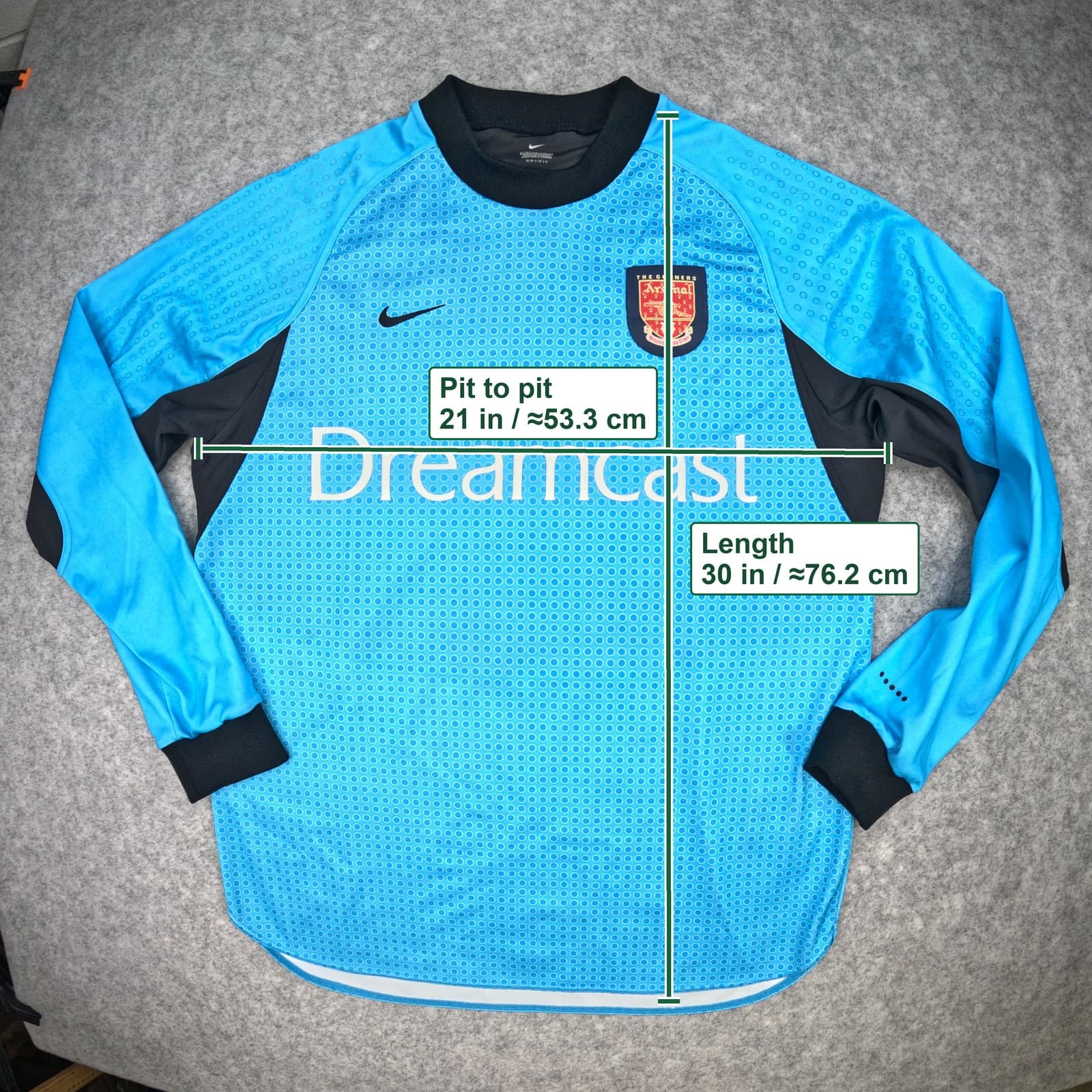 Arsenal Football Shirt Medium Blue Goalkeeper 2000 01 Nike Prototype Jersey photo 2