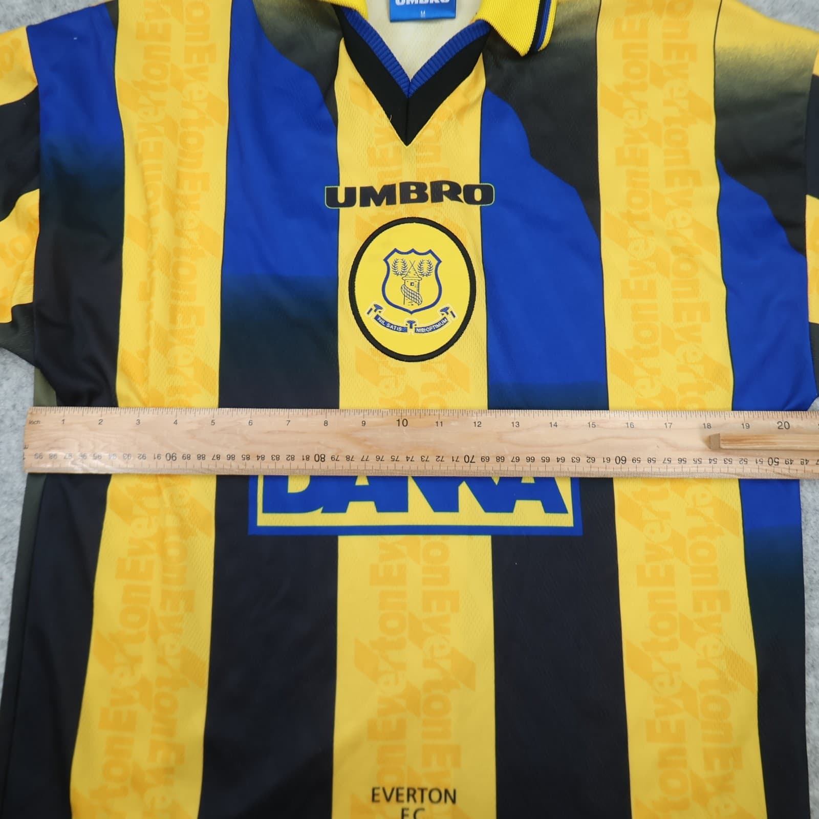 Vintage Everton Shirt Medium Yellow Away Kit 1996 1998 Away Soccer Jersey Danka photo 9