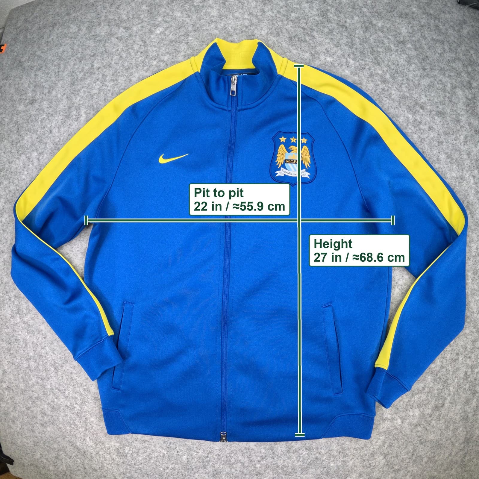 Manchester City Track Jacket Large 2014 2015 Blue Nike Long Sleeve Football Zip photo 6