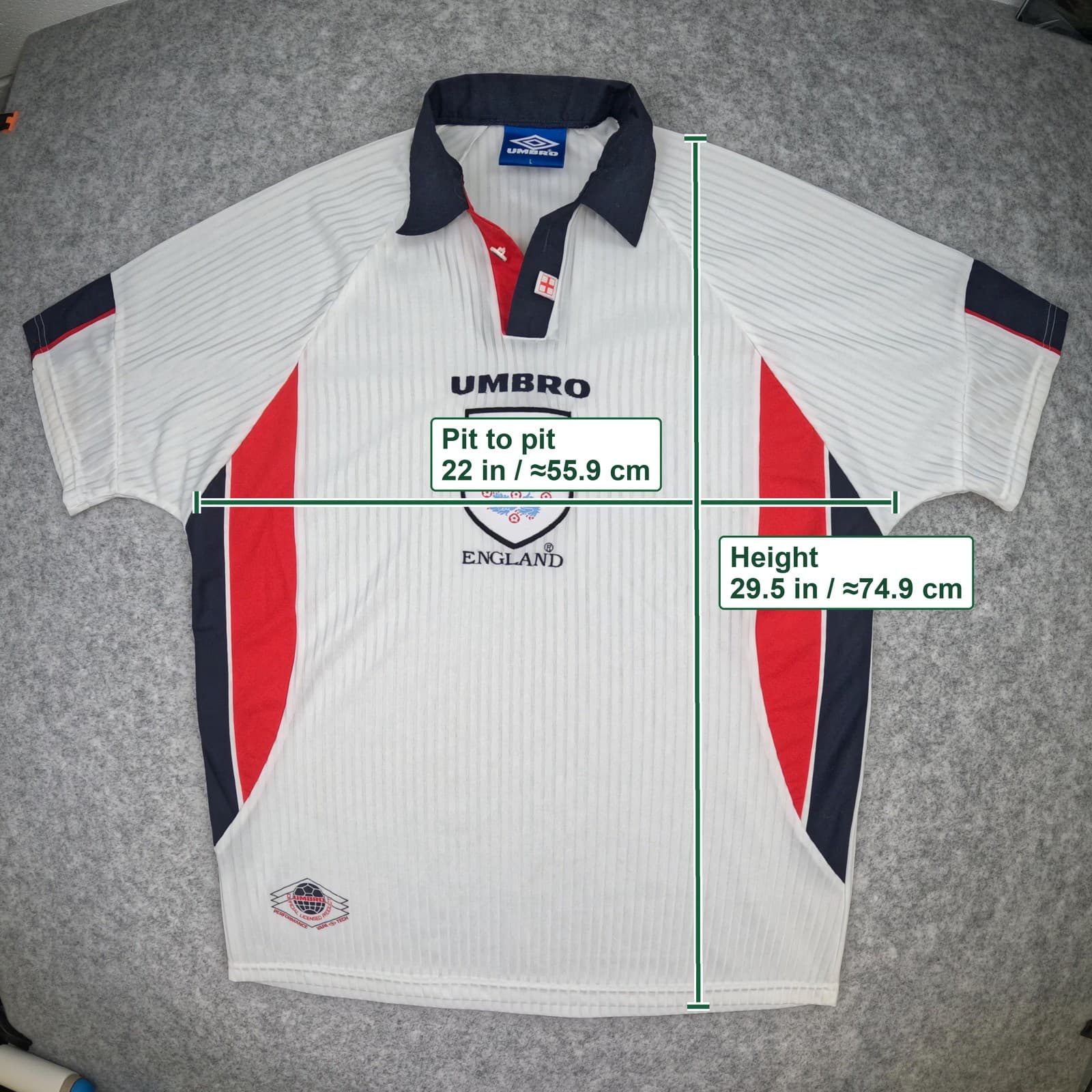 Vintage England Football Shirt Large White Home Umbro 1997 1999 Soccer Jersey photo 3