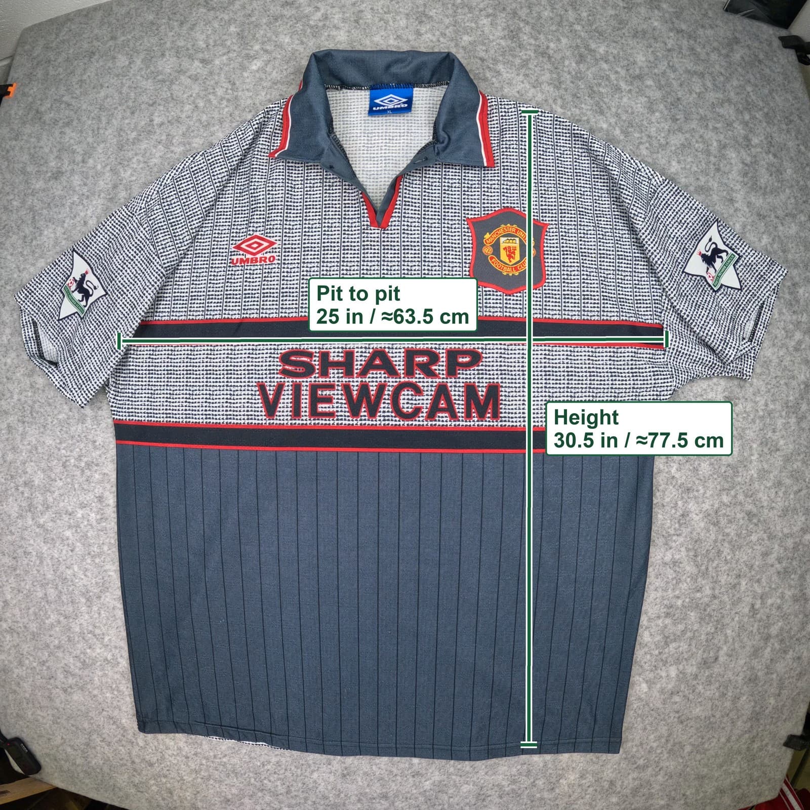 Manchester United Football Shirt XL Adult Grey Away 1995 1996 Umbro Cantona 7 photo 3