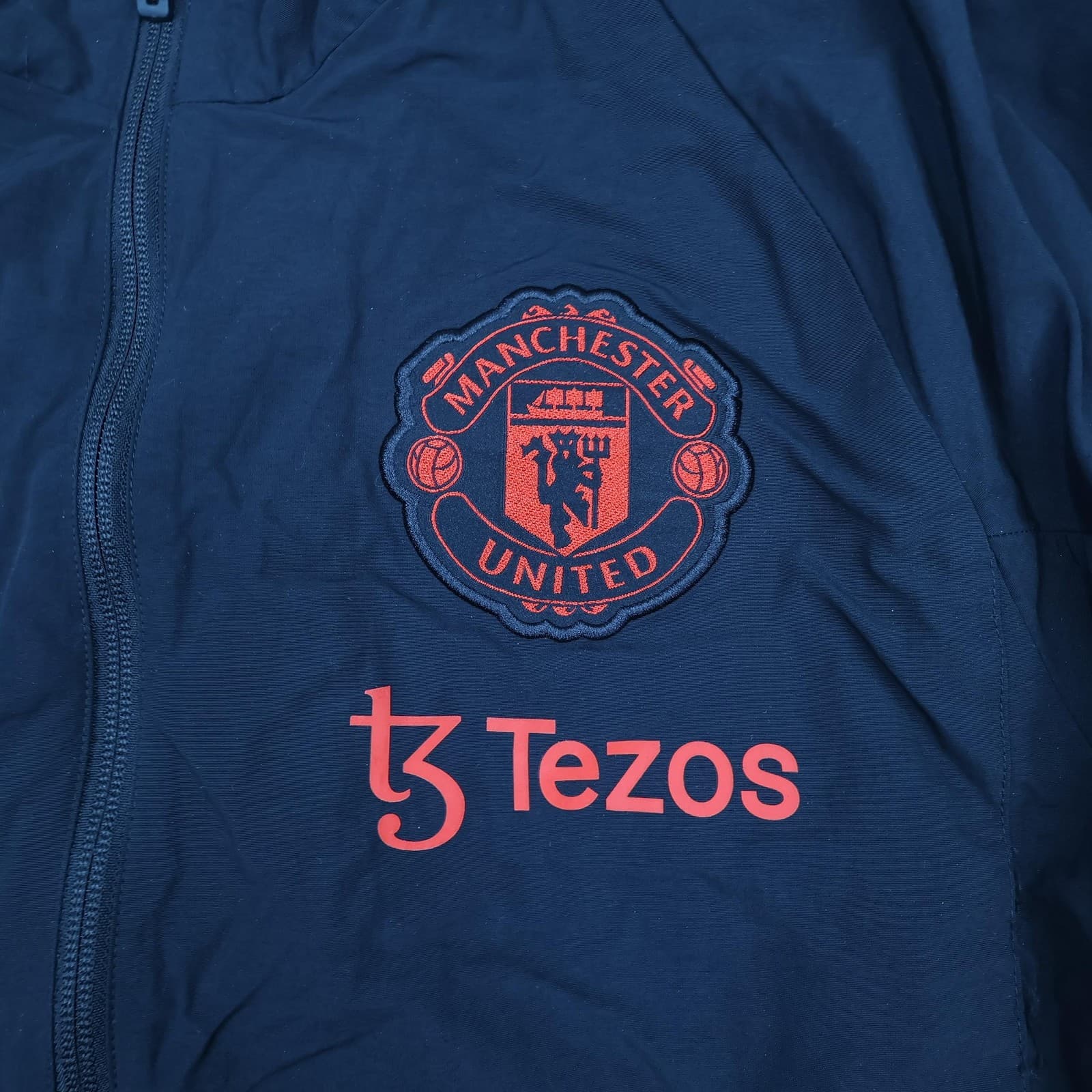 Manchester United Jacket Mens Large Black Football Adidas Tezos 22 23 Tracksuit photo 3