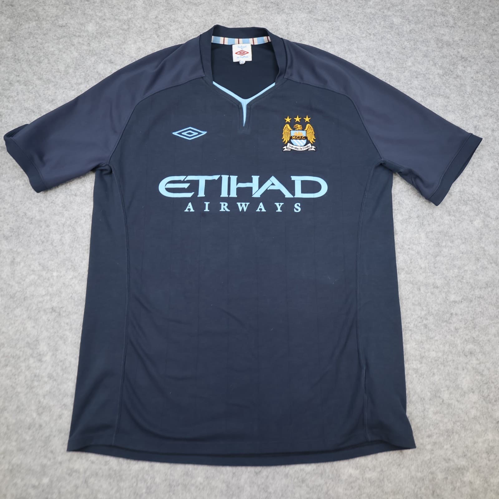 Manchester City Shirt Large Navy Away Kit 2010 2012 Umbro Soccer Jersey