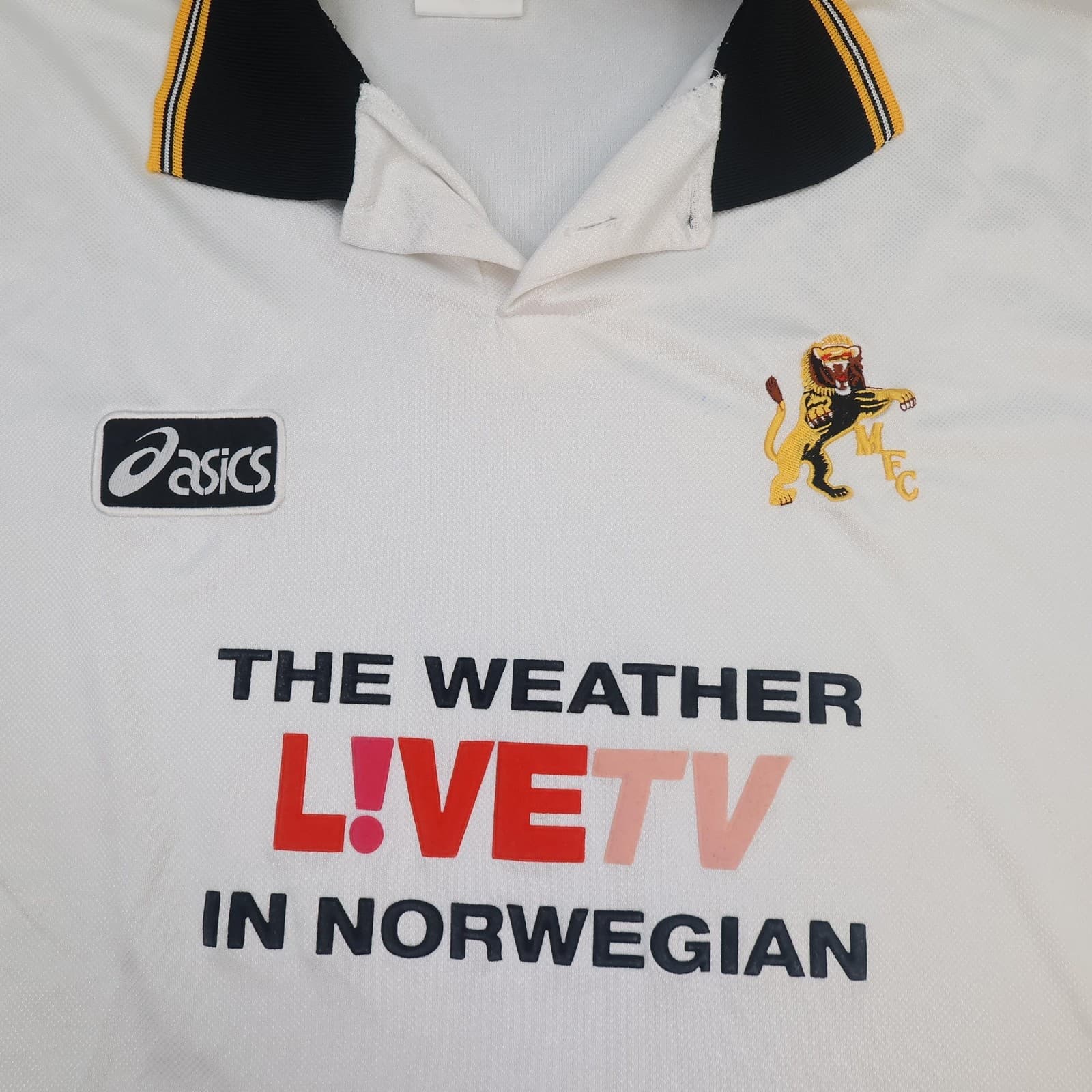 Vintage Millwall Shirt Mens 2XL White Away Asics LIVETV Norwegian Jersey 1997 99 photo 3