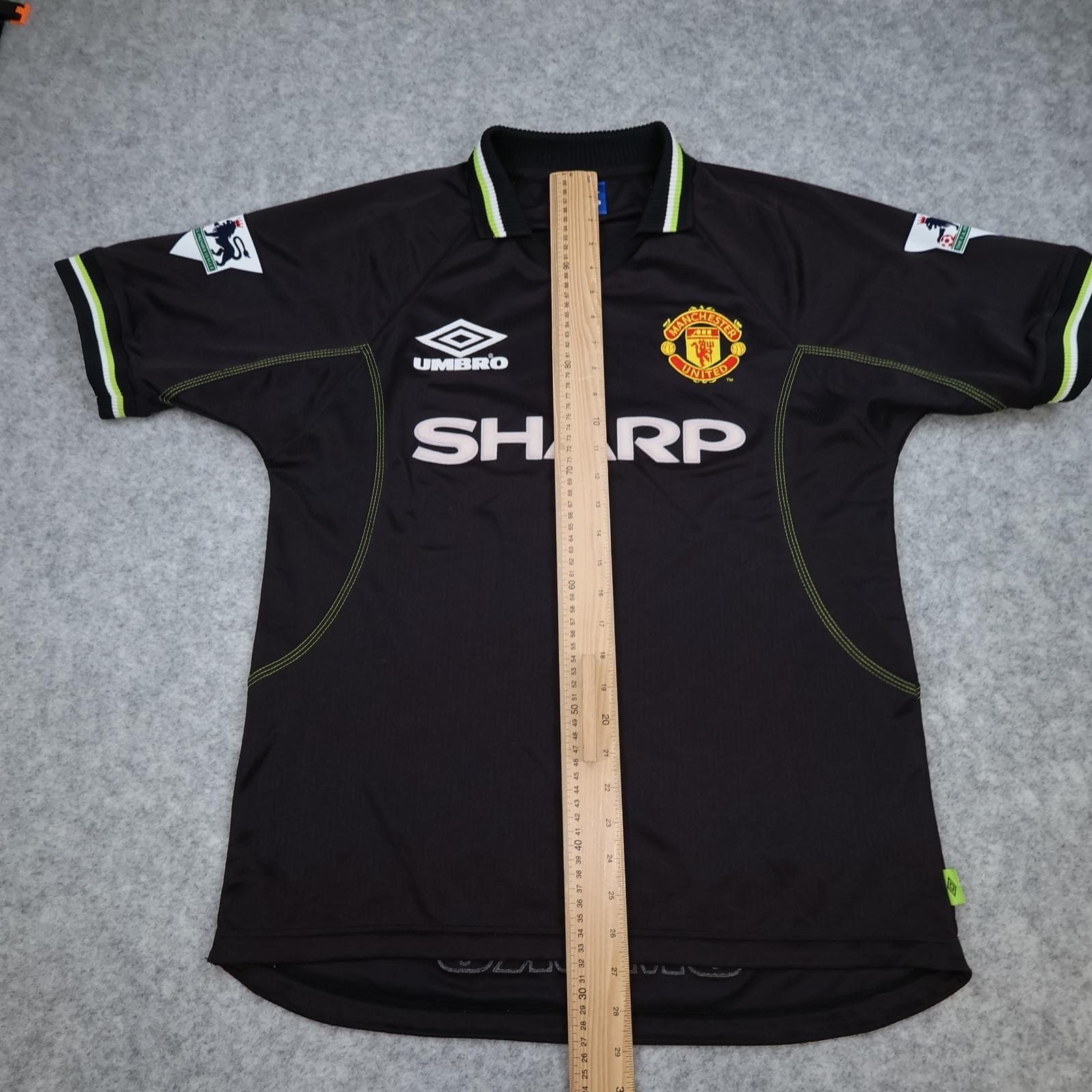 Vintage Manchester United Shirt Mens Medium Black 3rd Kit 1998 1999 Umbro Stam 6 photo 16
