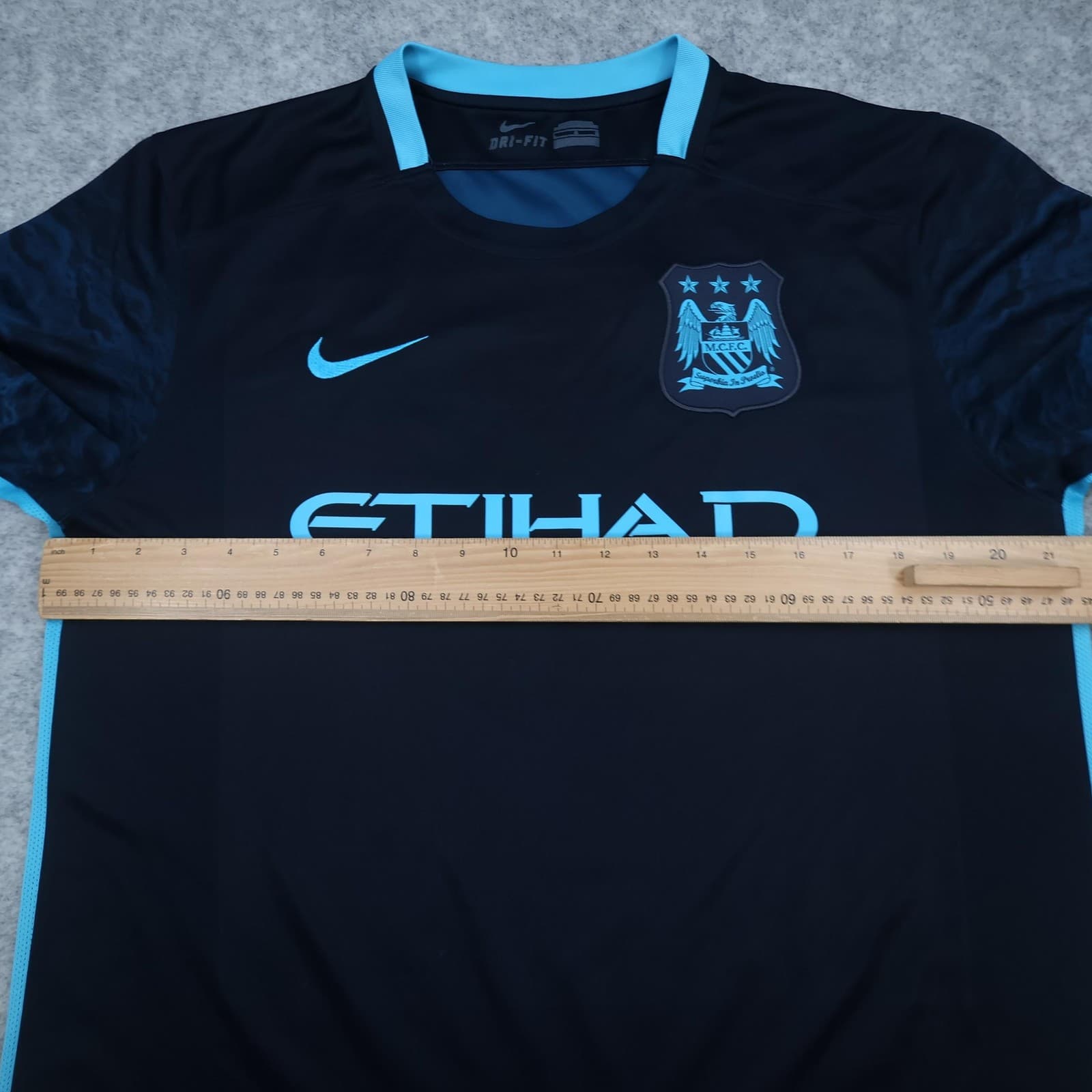 Manchester City Shirt Mens Large Blue Away 2015 2016 Football Nike Soccer Jersey photo 12